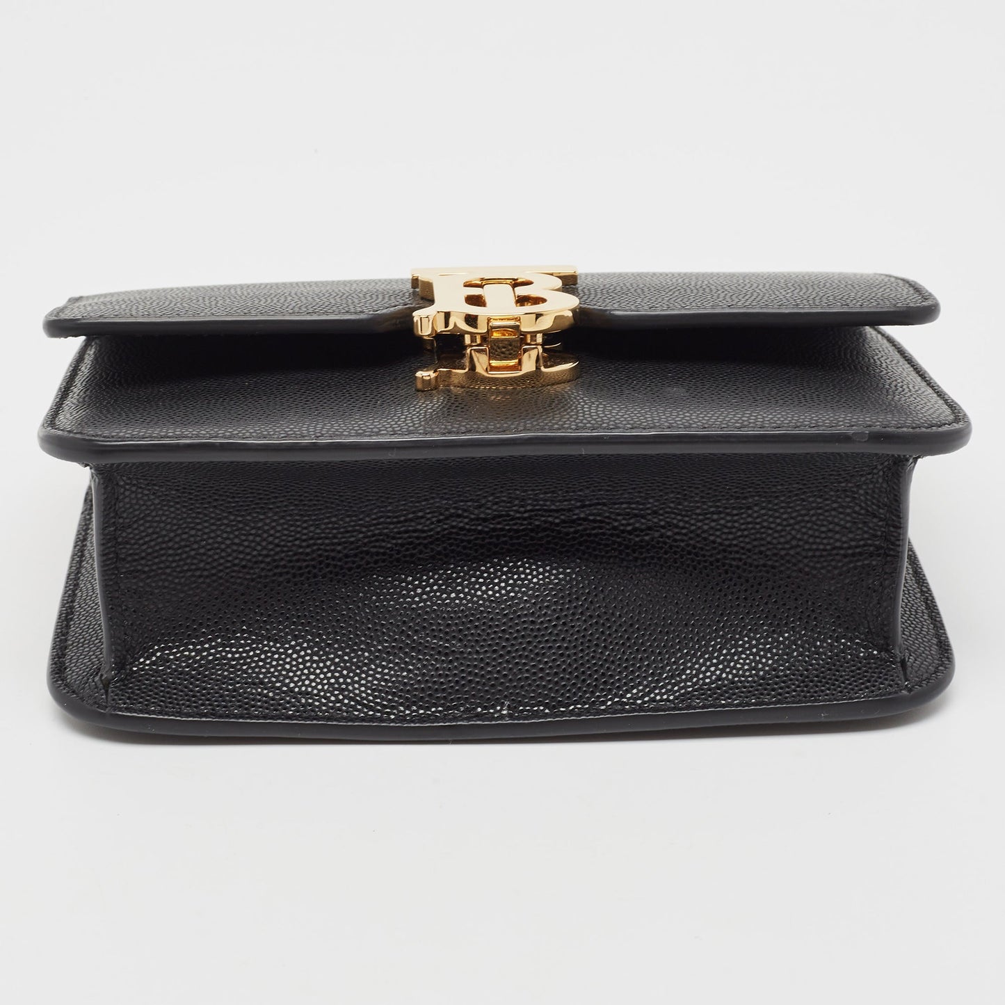 BURBERRY Black Leather Mini TB Shoulder Bag