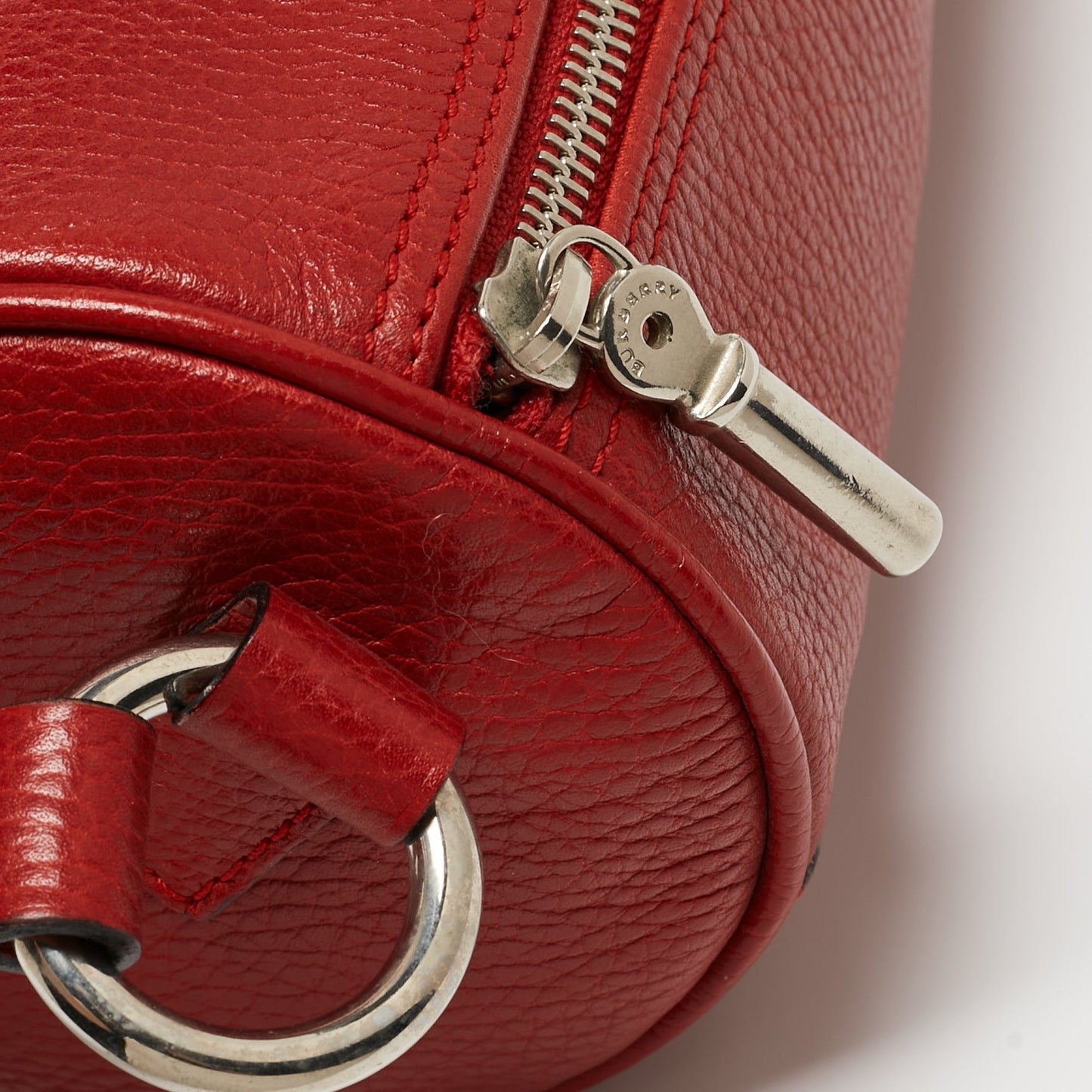 BURBERRY Red Leather Barrel Bag