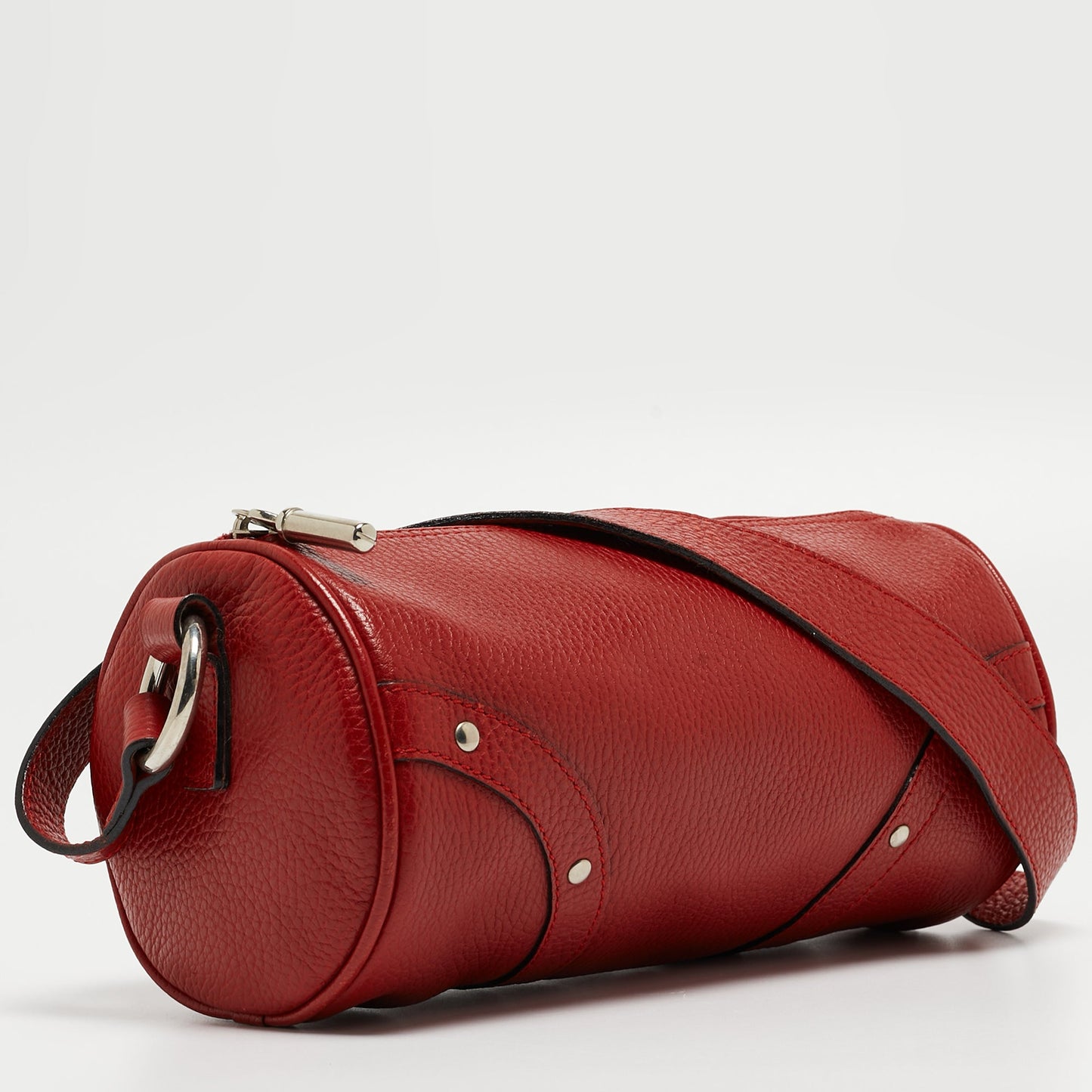 BURBERRY Red Leather Barrel Bag