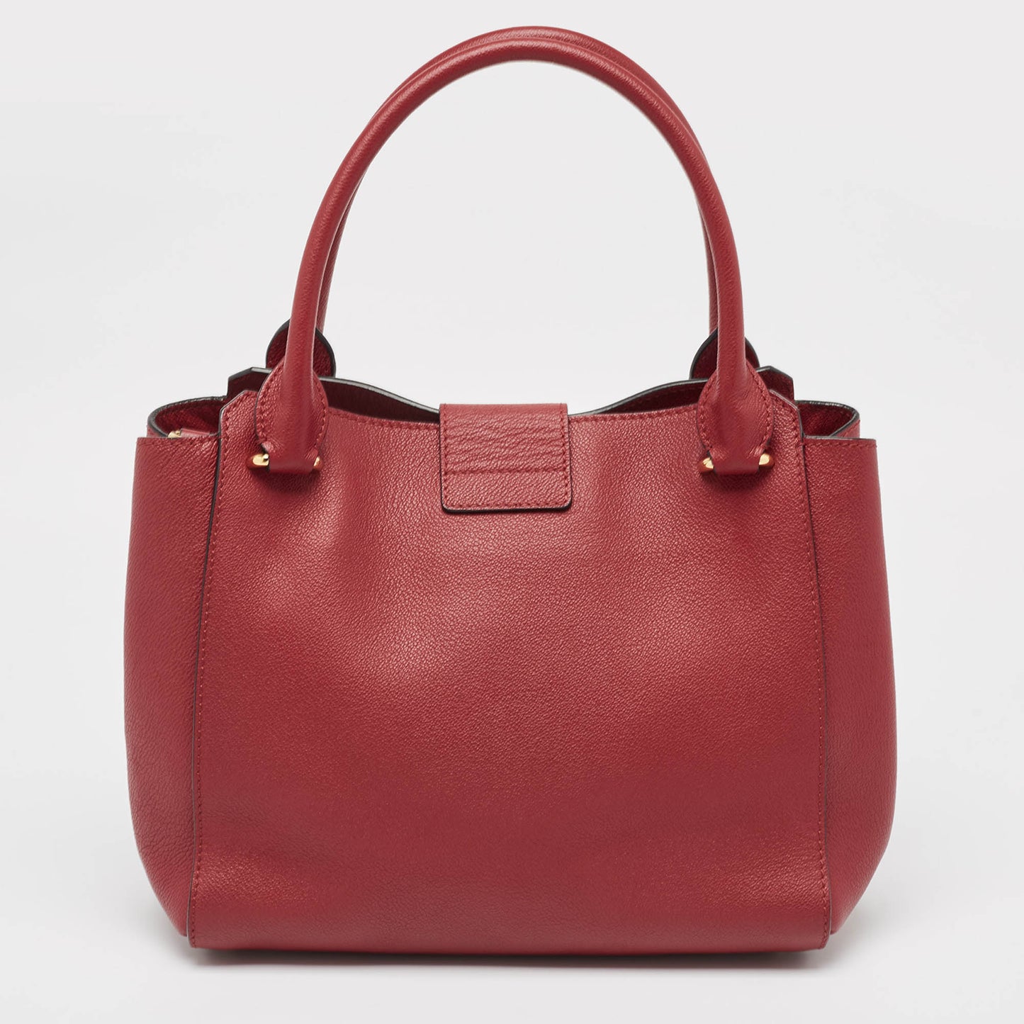 BURBERRY Red Leather Buckle Tote