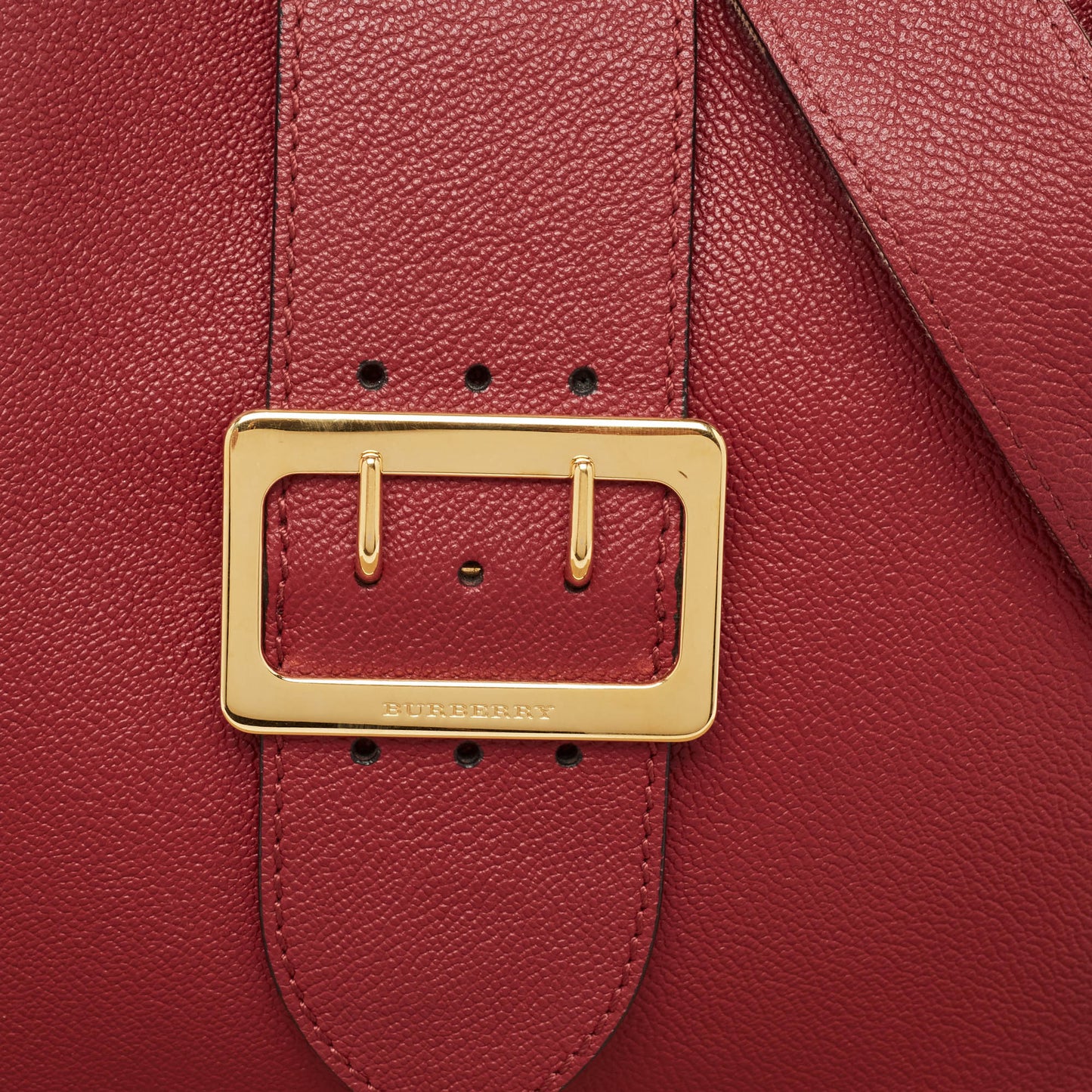 BURBERRY Red Leather Buckle Tote