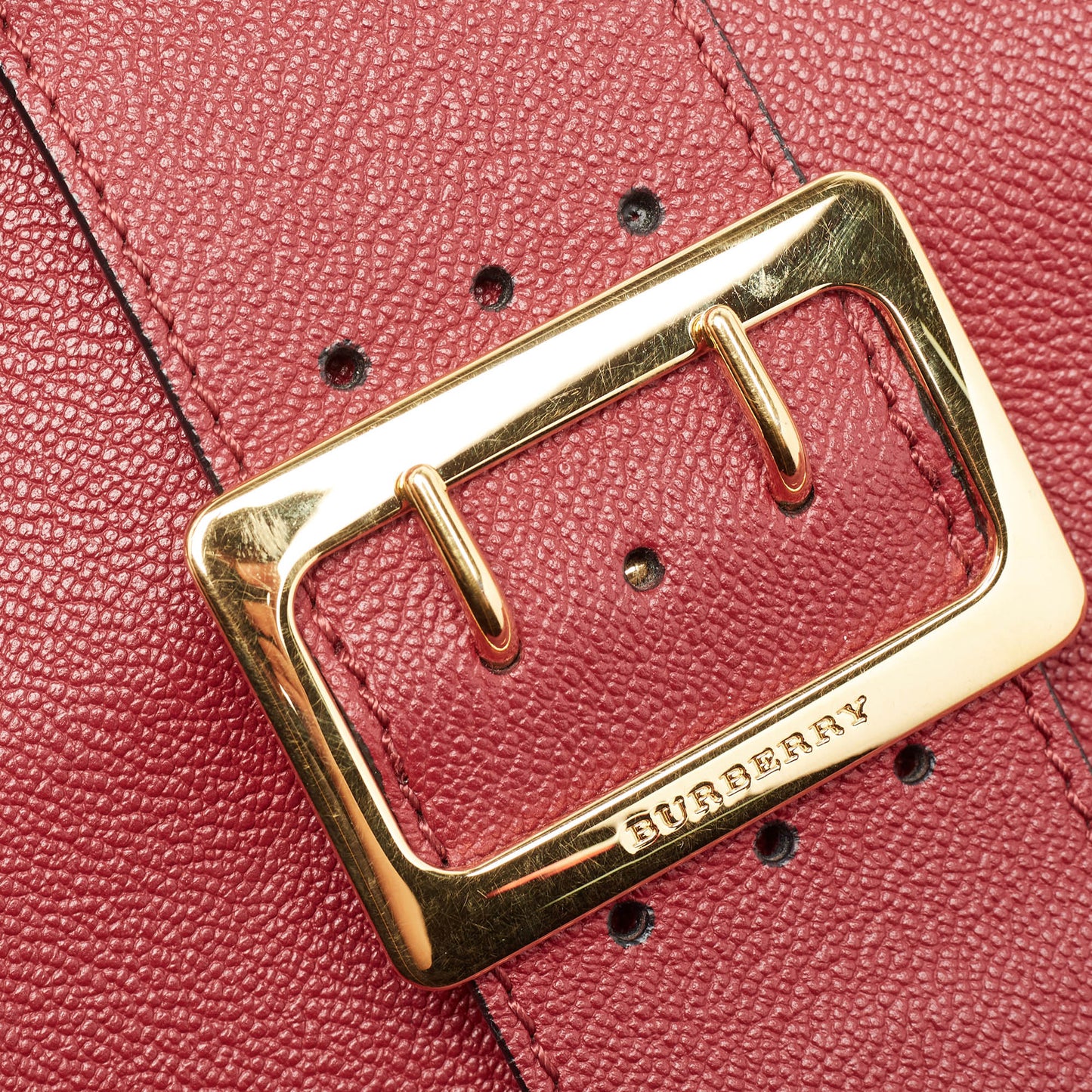 BURBERRY Red Leather Buckle Tote