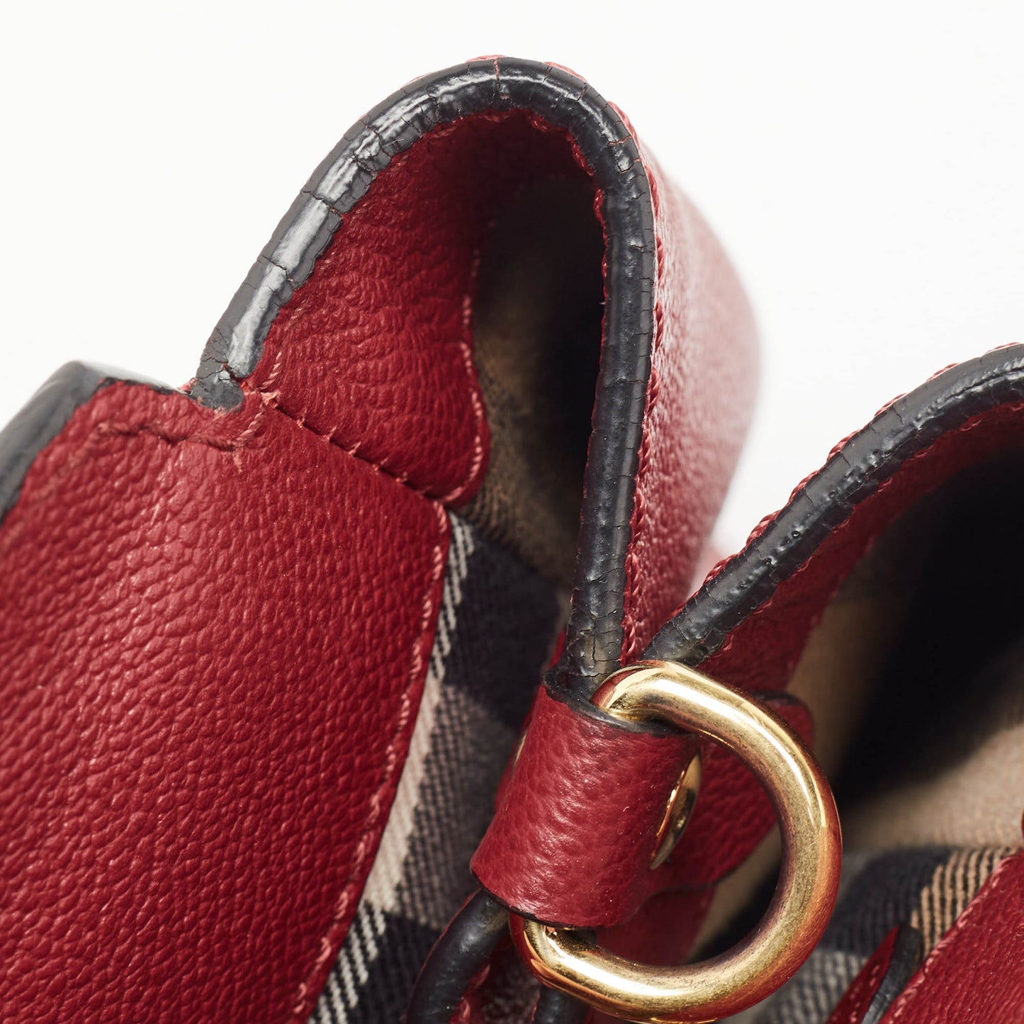 BURBERRY Red Leather Buckle Tote