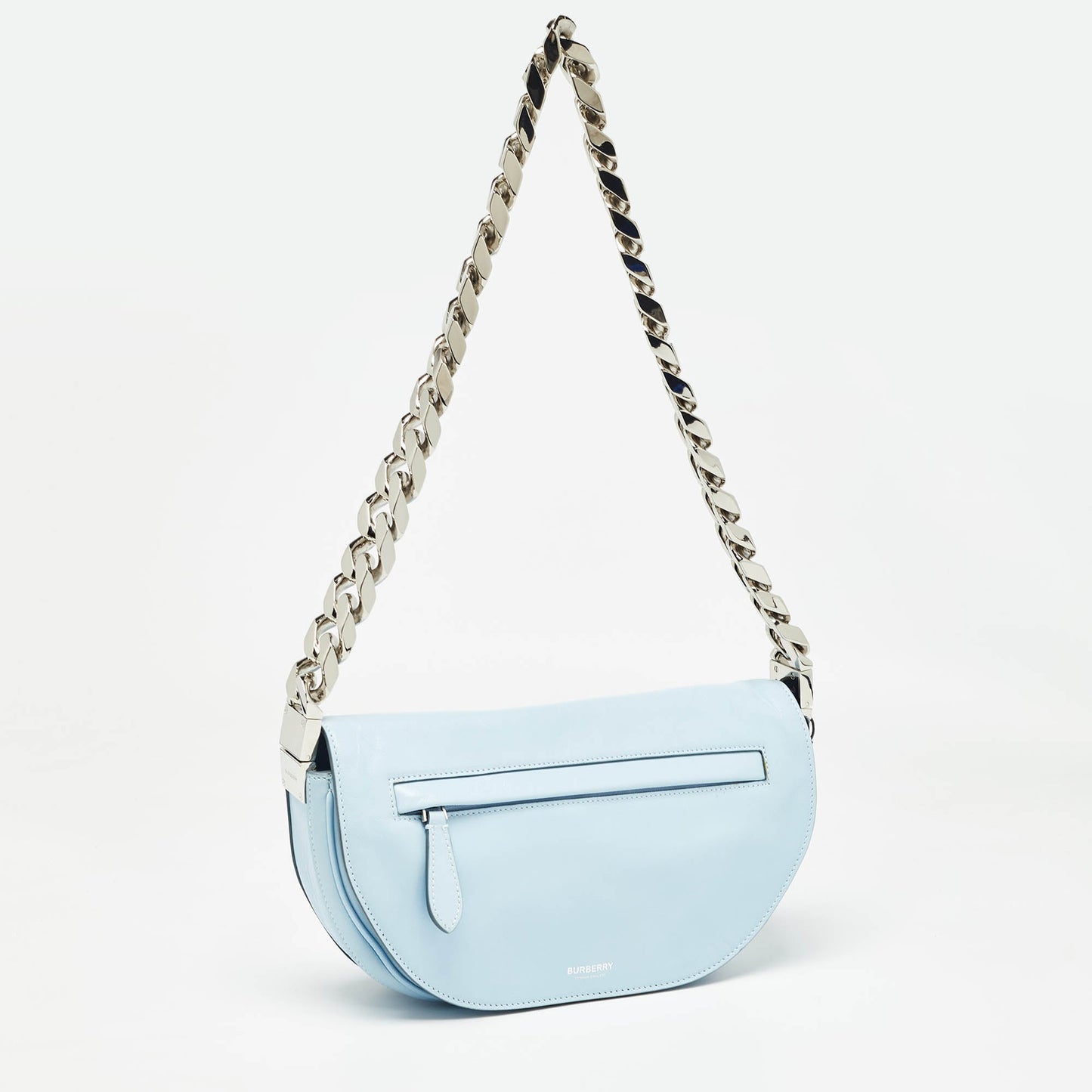 BURBERRY Pale Blue Soft Leather Small Olympia Shoulder Bag