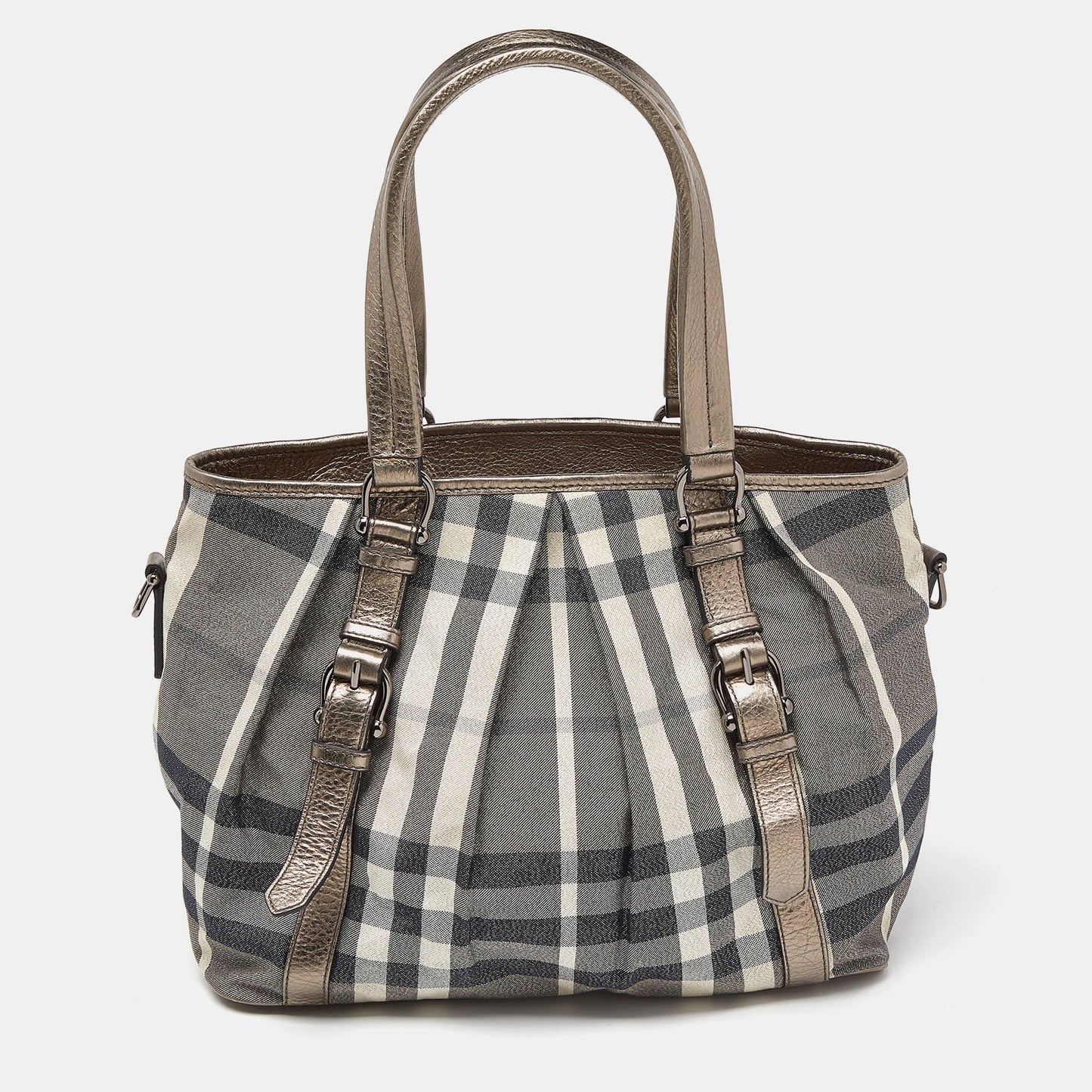 BURBERRY Beige Beat Check Lurex Fabric and Leather Northfield Tote