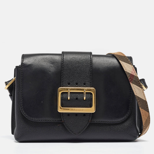 BURBERRY Black Leather Small Medley Crossbody Bag