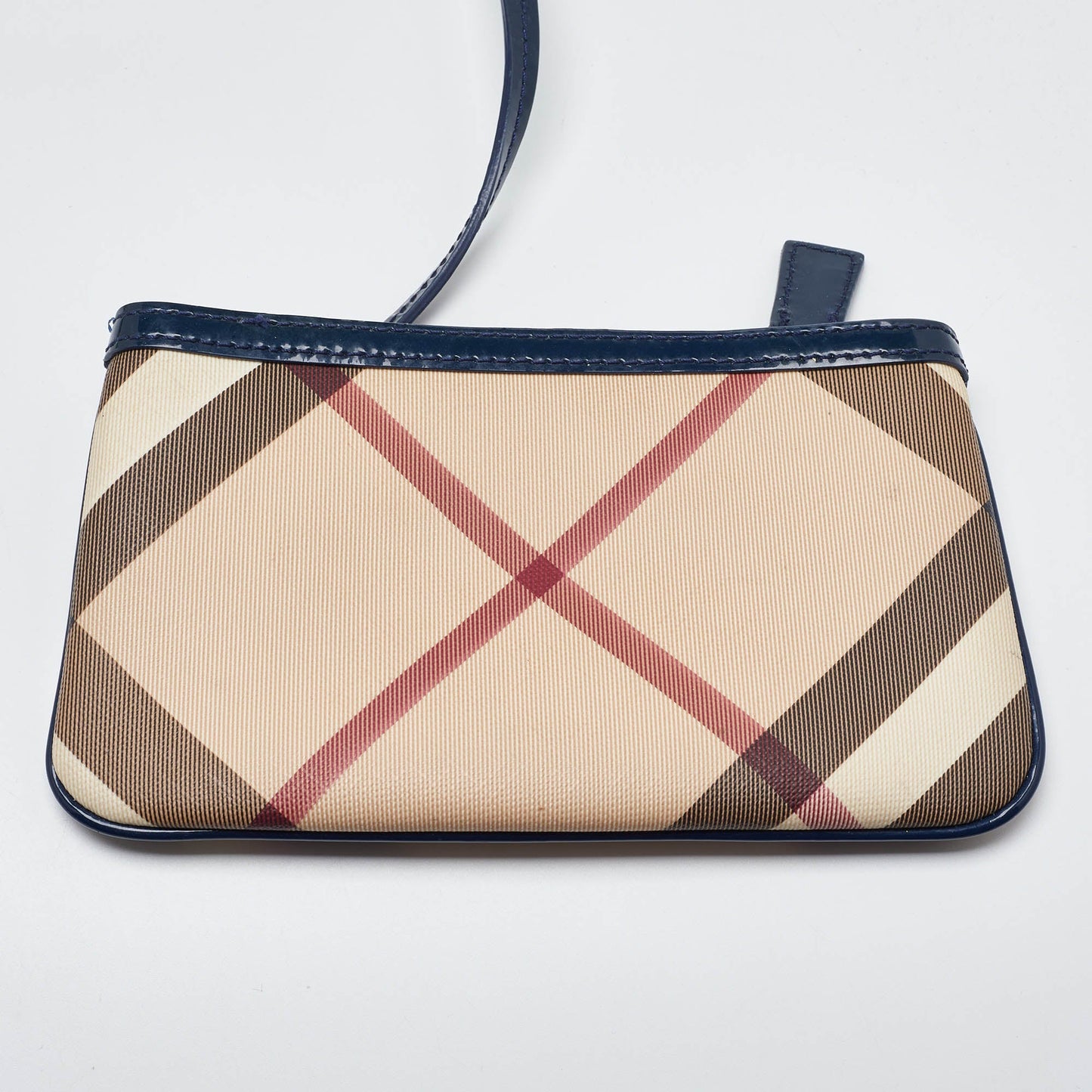 BURBERRY Beige/Blue Nova Check PVC and Patent Leather Shopper Tote