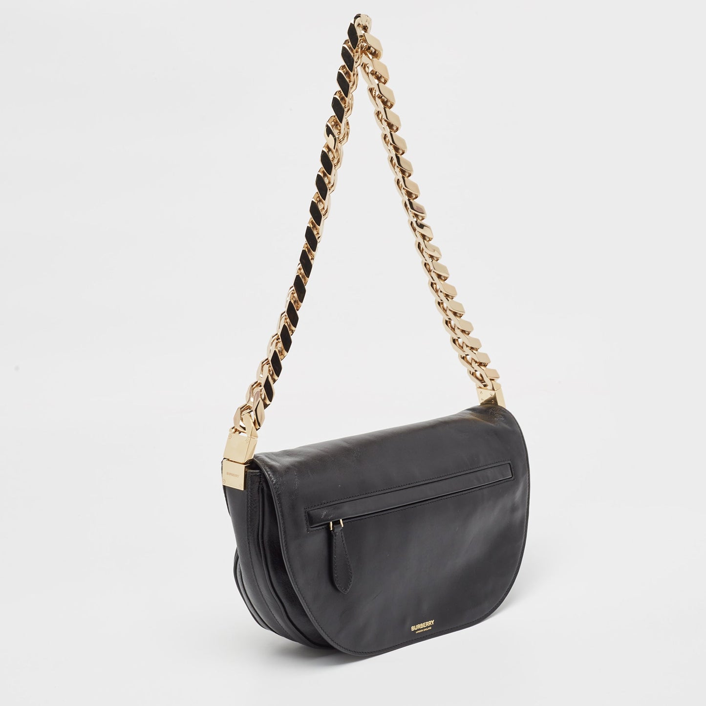 BURBERRY Black Soft Leather Medium Olympia Bag