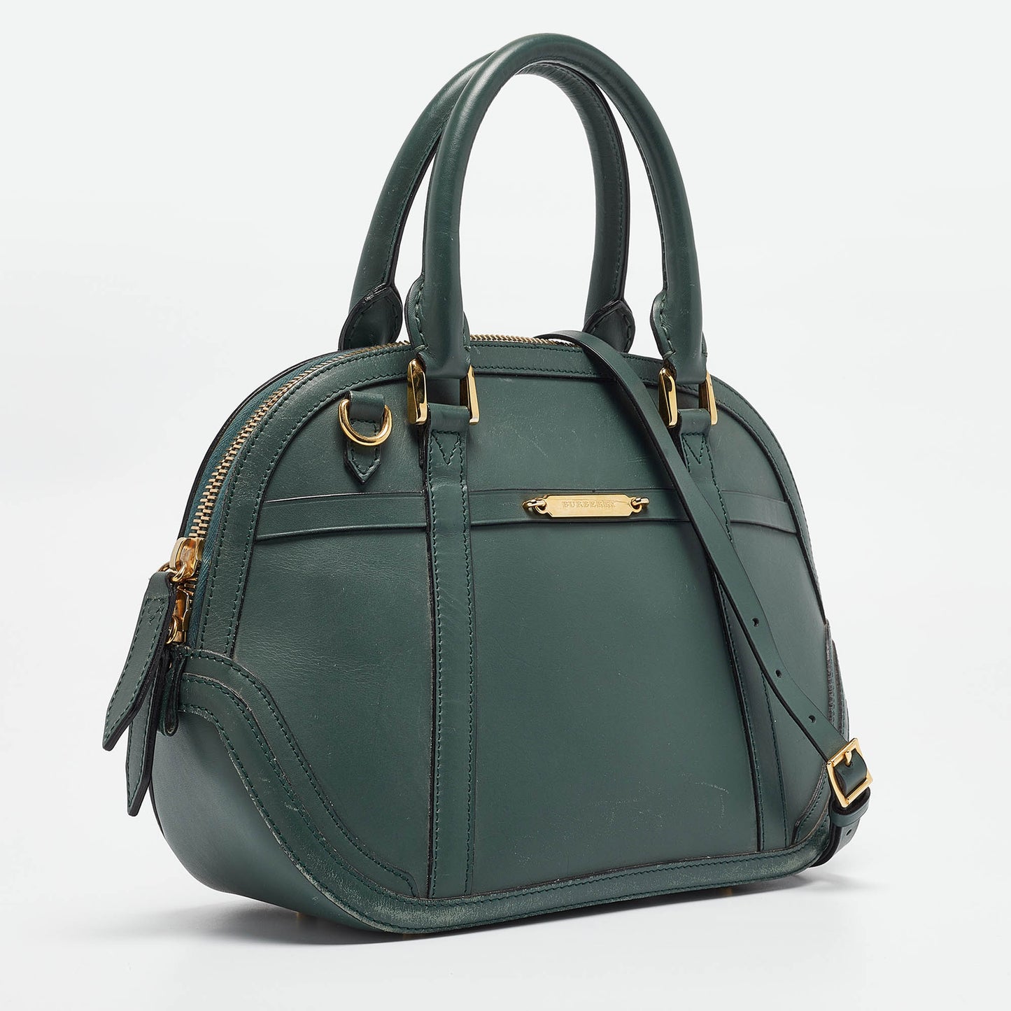 BURBERRY Green Leather Orchard Bowler Bag
