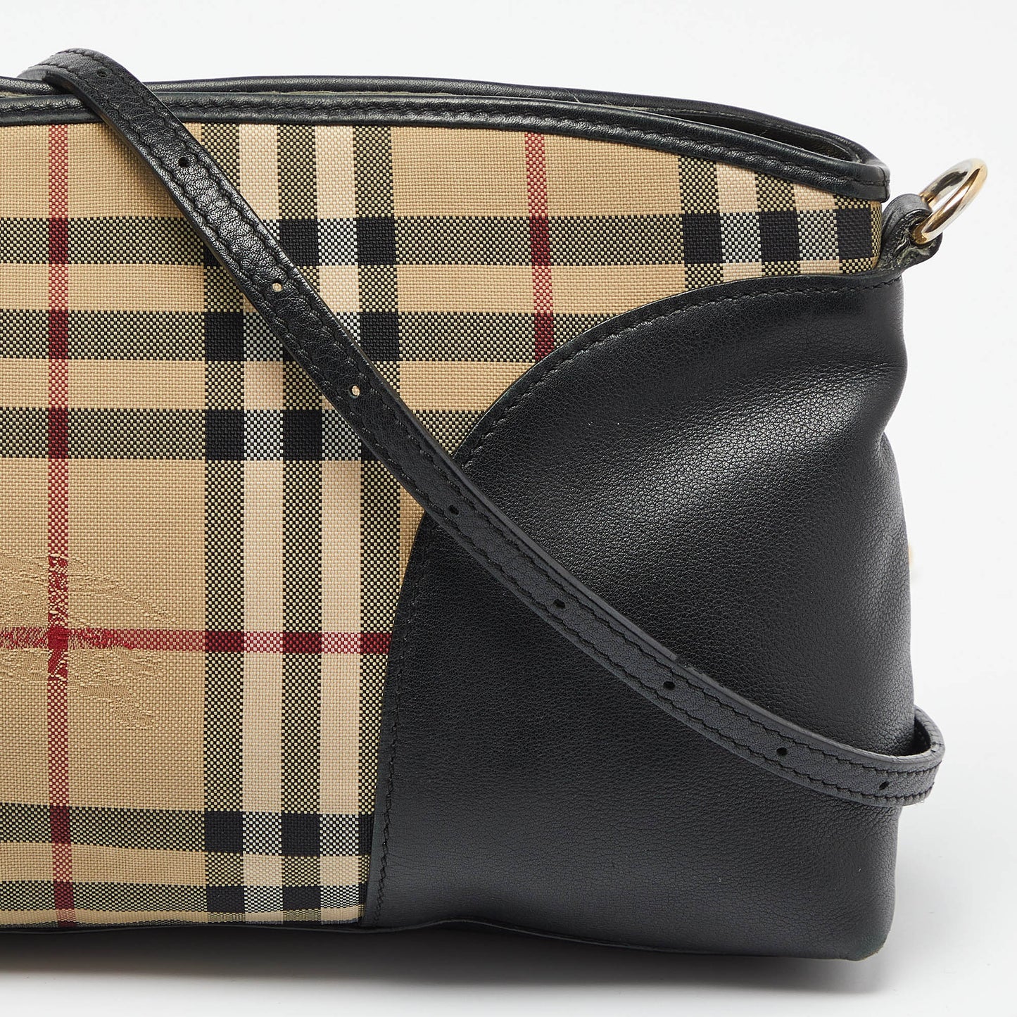 BURBERRY Beige/Black House Check Canvas and Leather Chichester Crossbody Bag