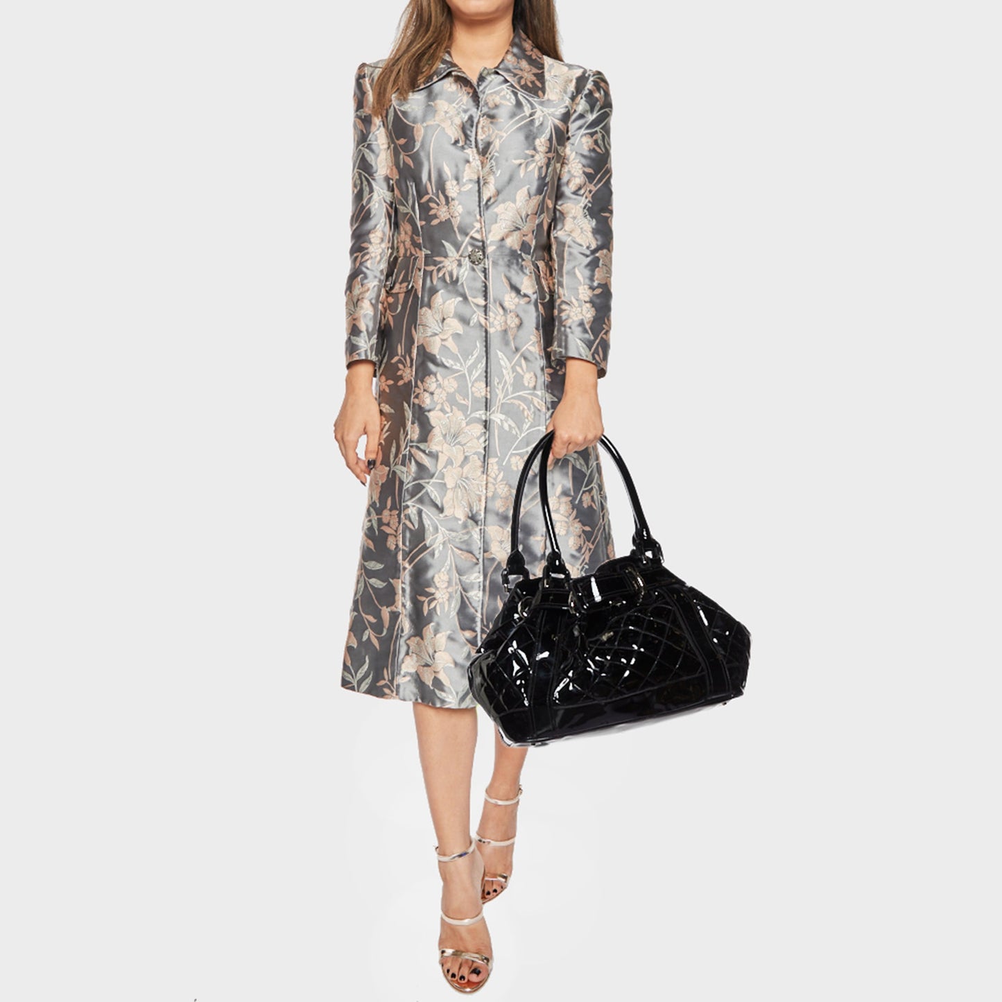 BURBERRY Black Quilted Patent Leather Large Beaton Tote