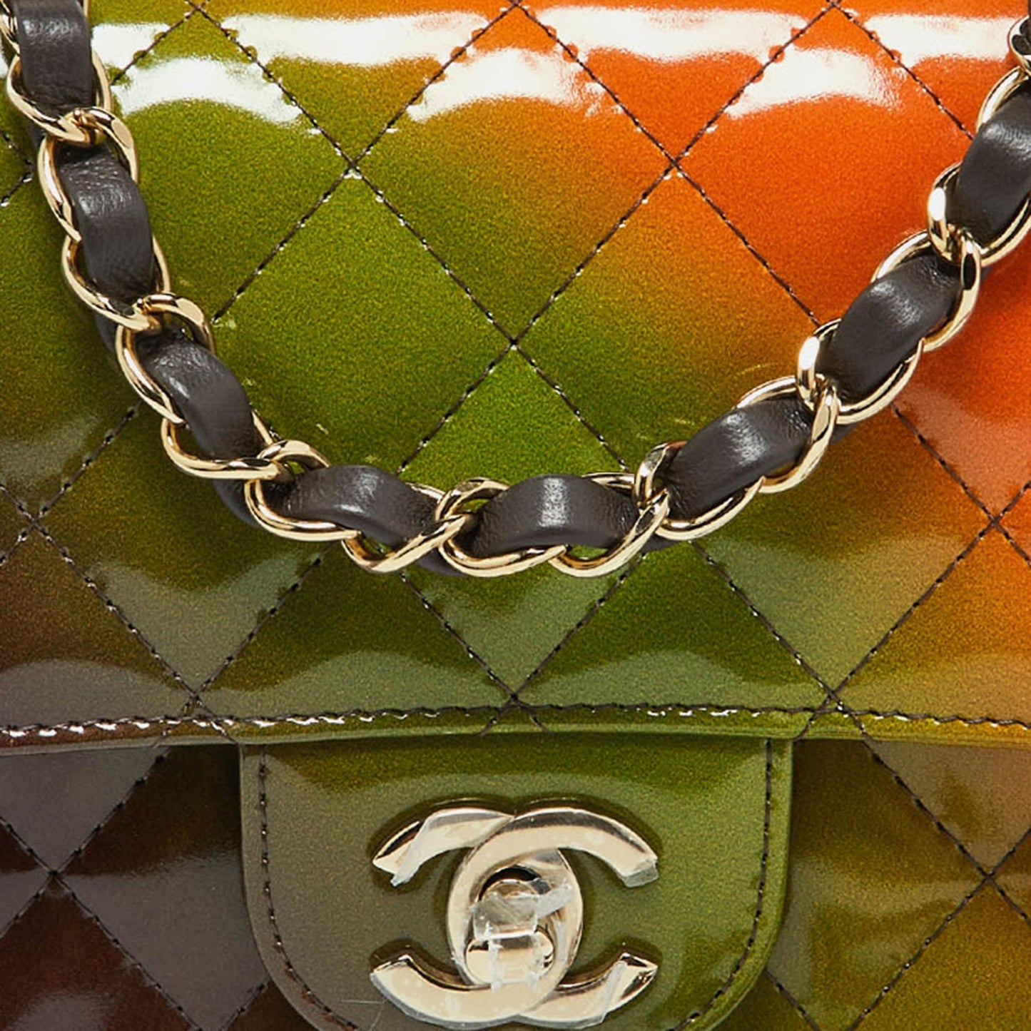 CHANEL Multicolor Quilted Patent Leather Mini Rectangle Classic Flap Shoulder Bag