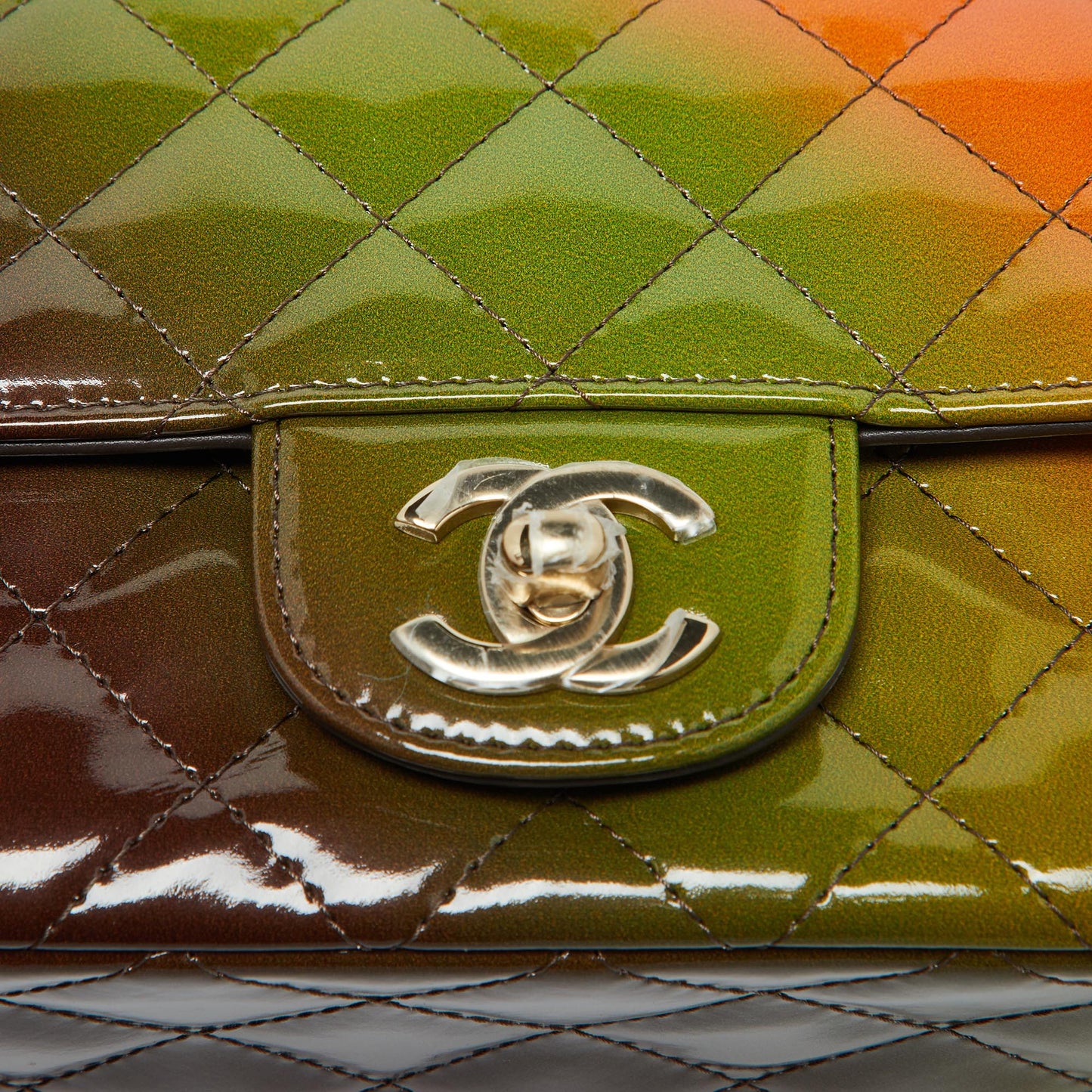 CHANEL Multicolor Quilted Patent Leather Mini Rectangle Classic Flap Shoulder Bag