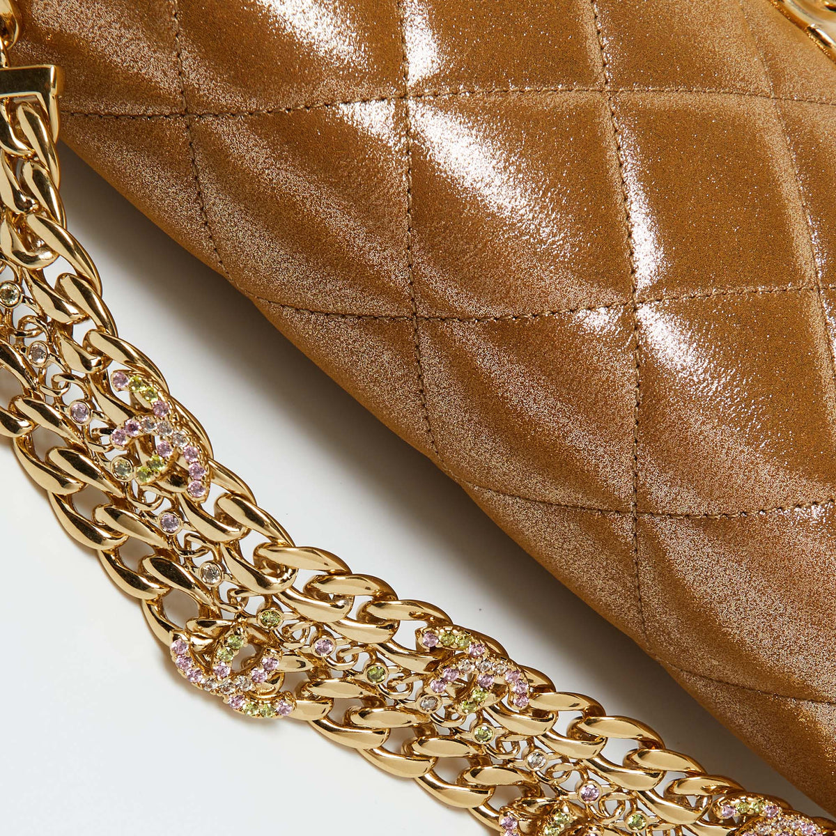Top Quality Chanel Gold Iridescent Quilted Leather New Chain Bag