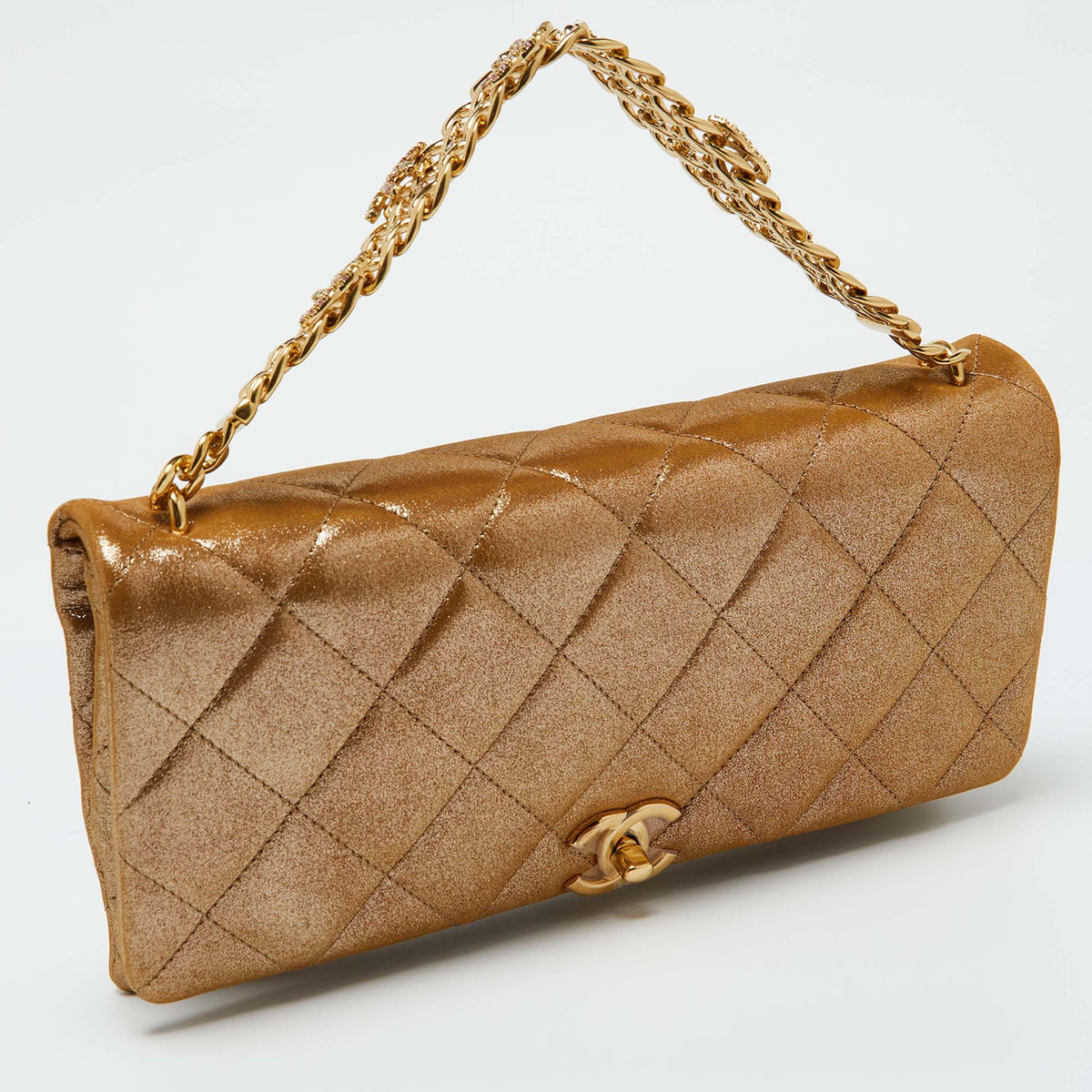 Top Quality Chanel Gold Iridescent Quilted Leather New Chain Bag