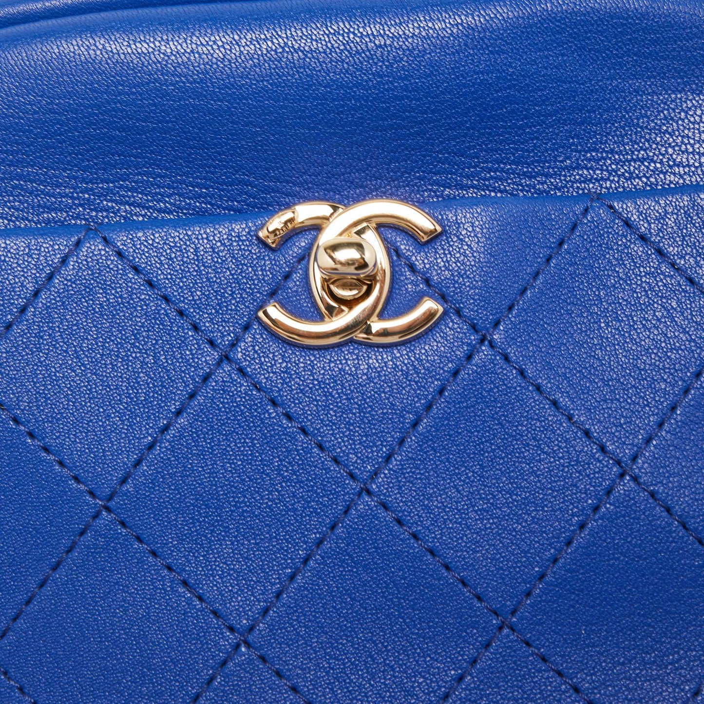 CHANEL Blue Quilted Leather Small Casual Trip Camera Crossbody Bag