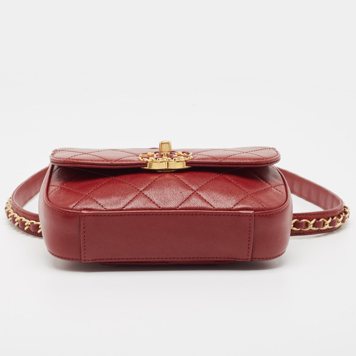 Top Quality Chanel Dark Red Quilted Leather CC New Belt Bag