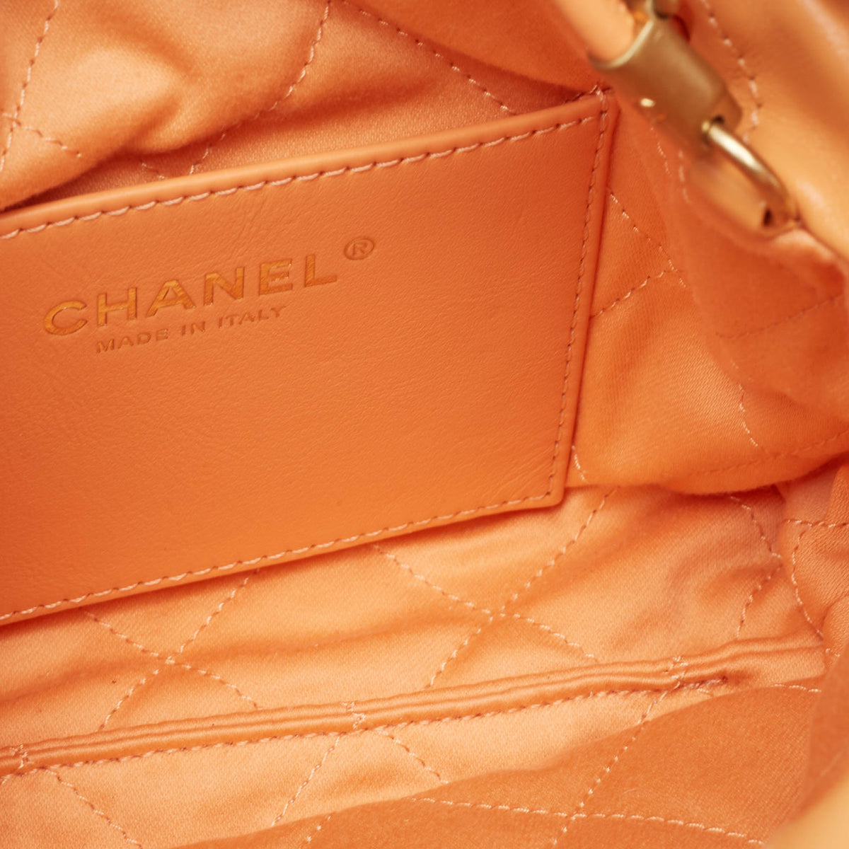 Top Quality Chanel Orange Quilted Leather Mini 22 Chain Bag
