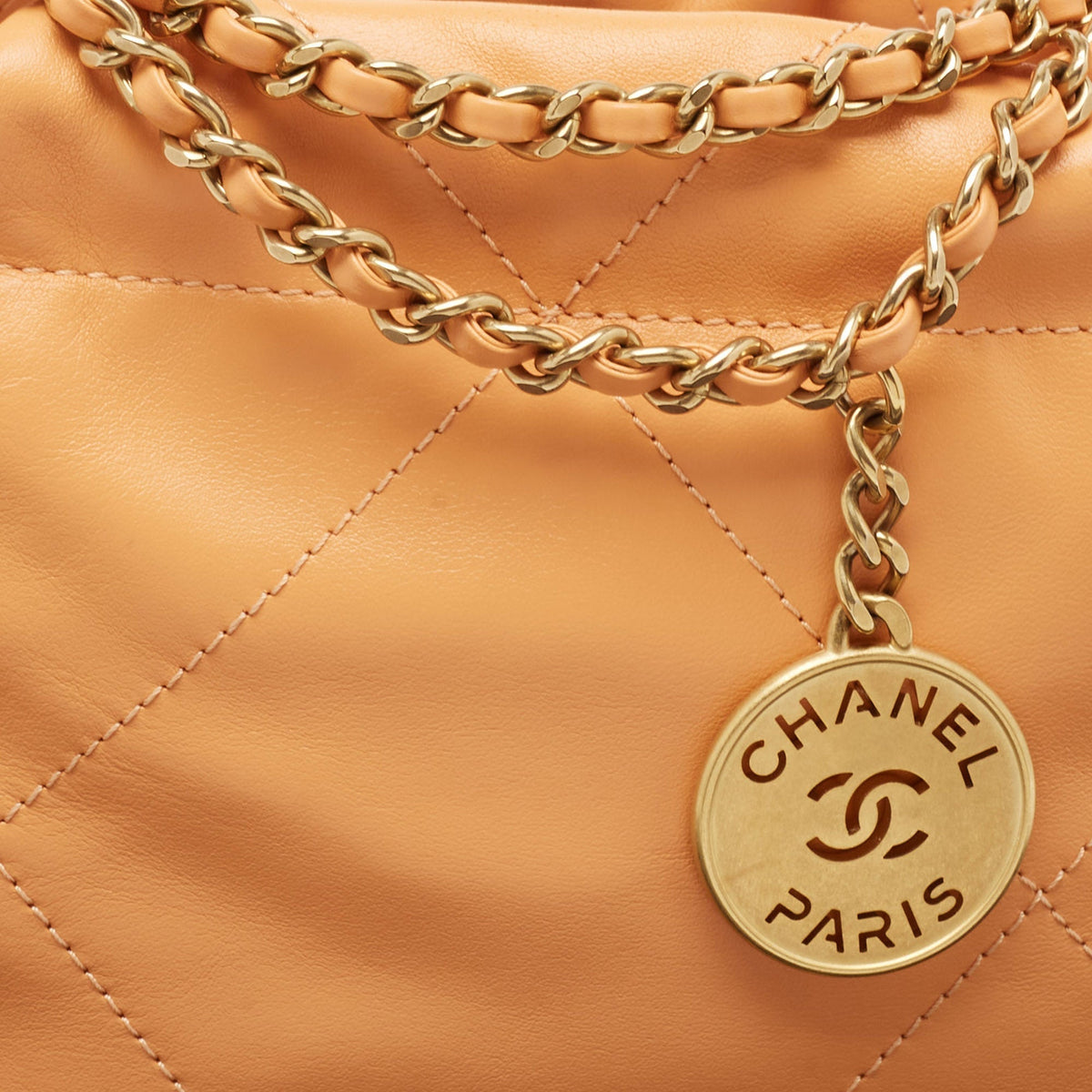 Top Quality Chanel Orange Quilted Leather Mini 22 Chain Bag