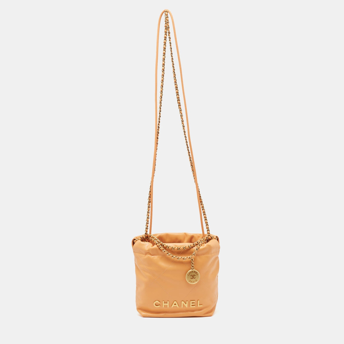 Top Quality Chanel Orange Quilted Leather Mini 22 Chain Bag