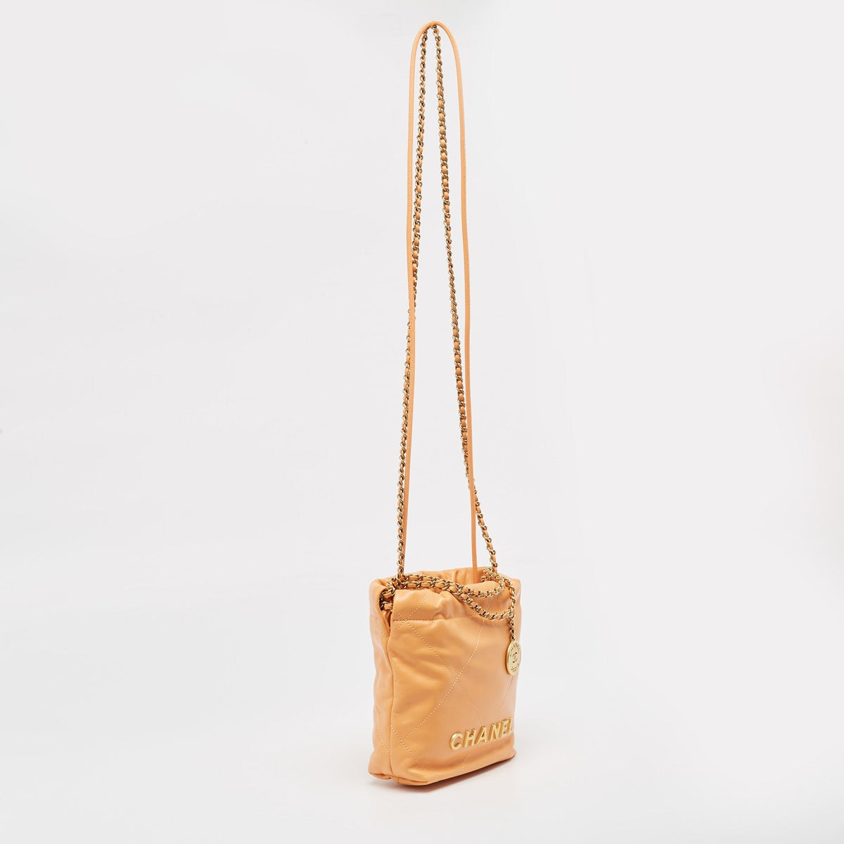 Top Quality Chanel Orange Quilted Leather Mini 22 Chain Bag