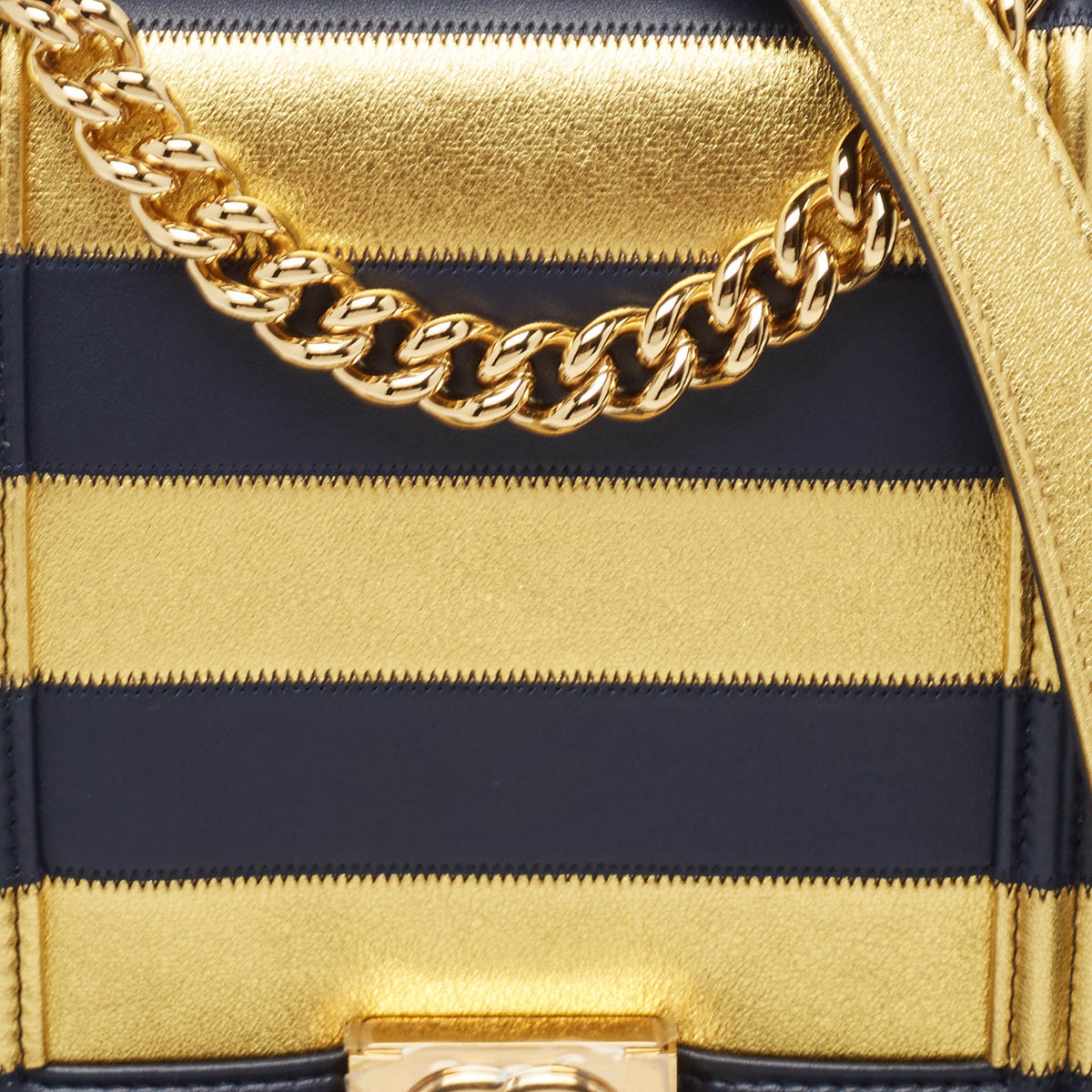 Top Quality Chanel Navy Blue/Gold Leather Paris-New York North/South Boy Bag