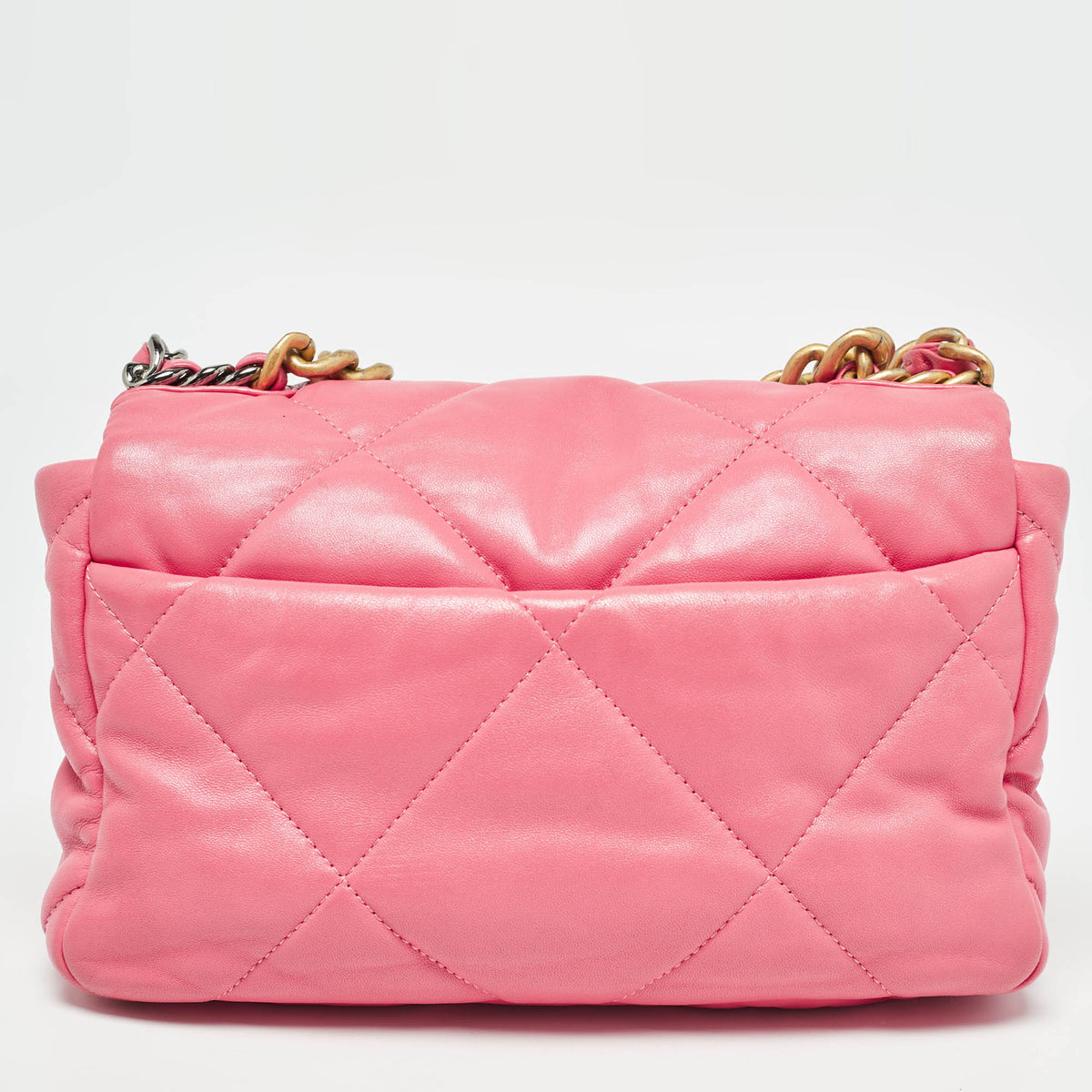 CHANEL Pink Quilted Leather Medium 19 Flap Bag