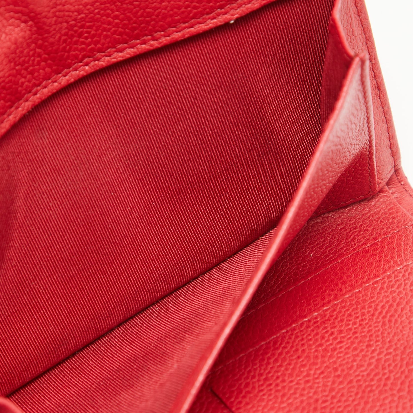 CHANEL Red Quilted Caviar Leather Classic L Flap Wallet