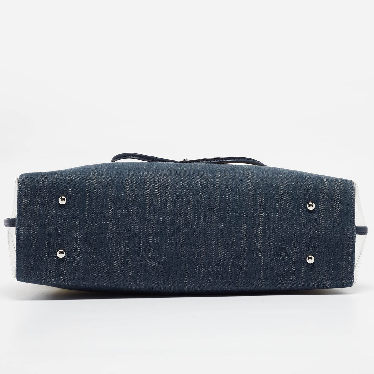 CHANEL Navy Blue PVC and Denim 31 Shopping Bag