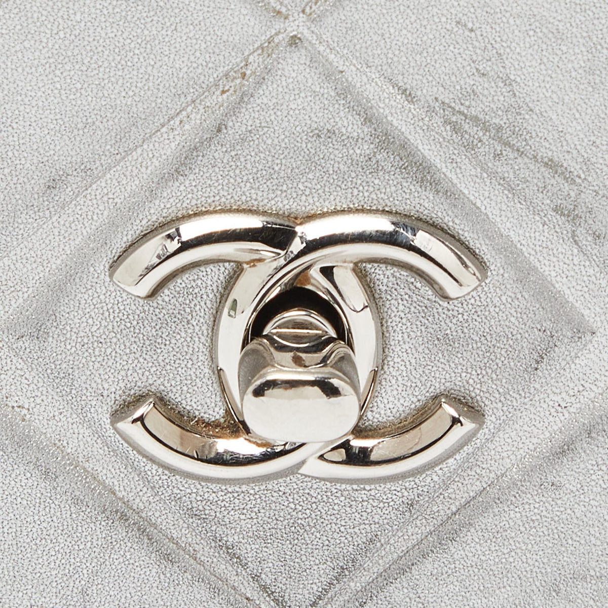 CHANEL Silver Leather Mini Propeller Flap Bag