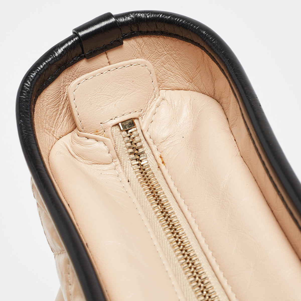 CHANEL Peach/Black Quilted Aged Leather Medium Gabrielle Bag