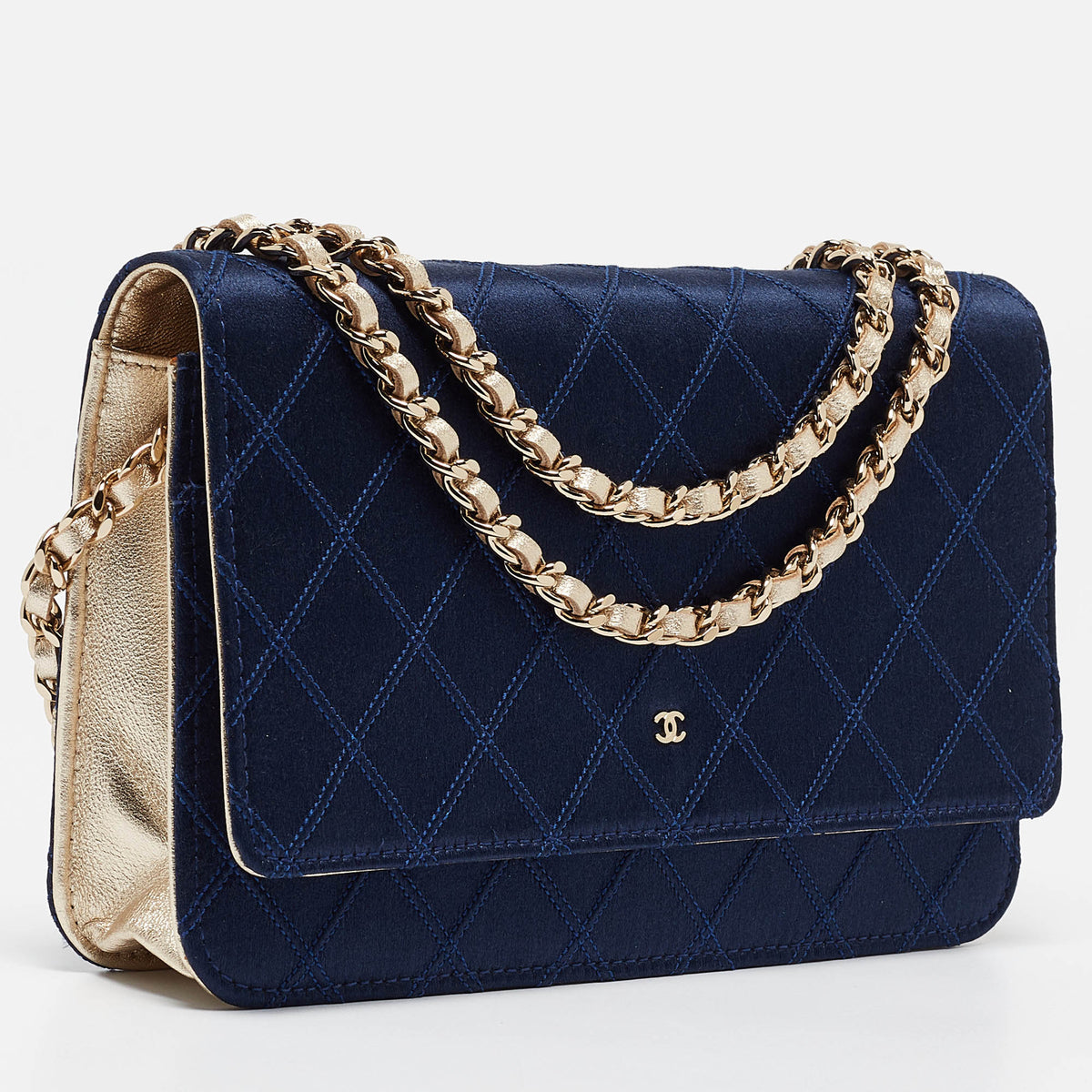 CHANEL Navy Blue Quilted Wild Stitch Classic WOC Bag