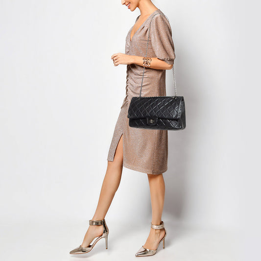 CHANEL Black Quilted Aged Leather Reissue 2.55 Classic 227 Flap Bag