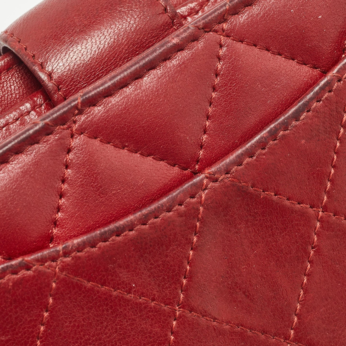 CHANEL Red Quilted Leather CC French Wallet