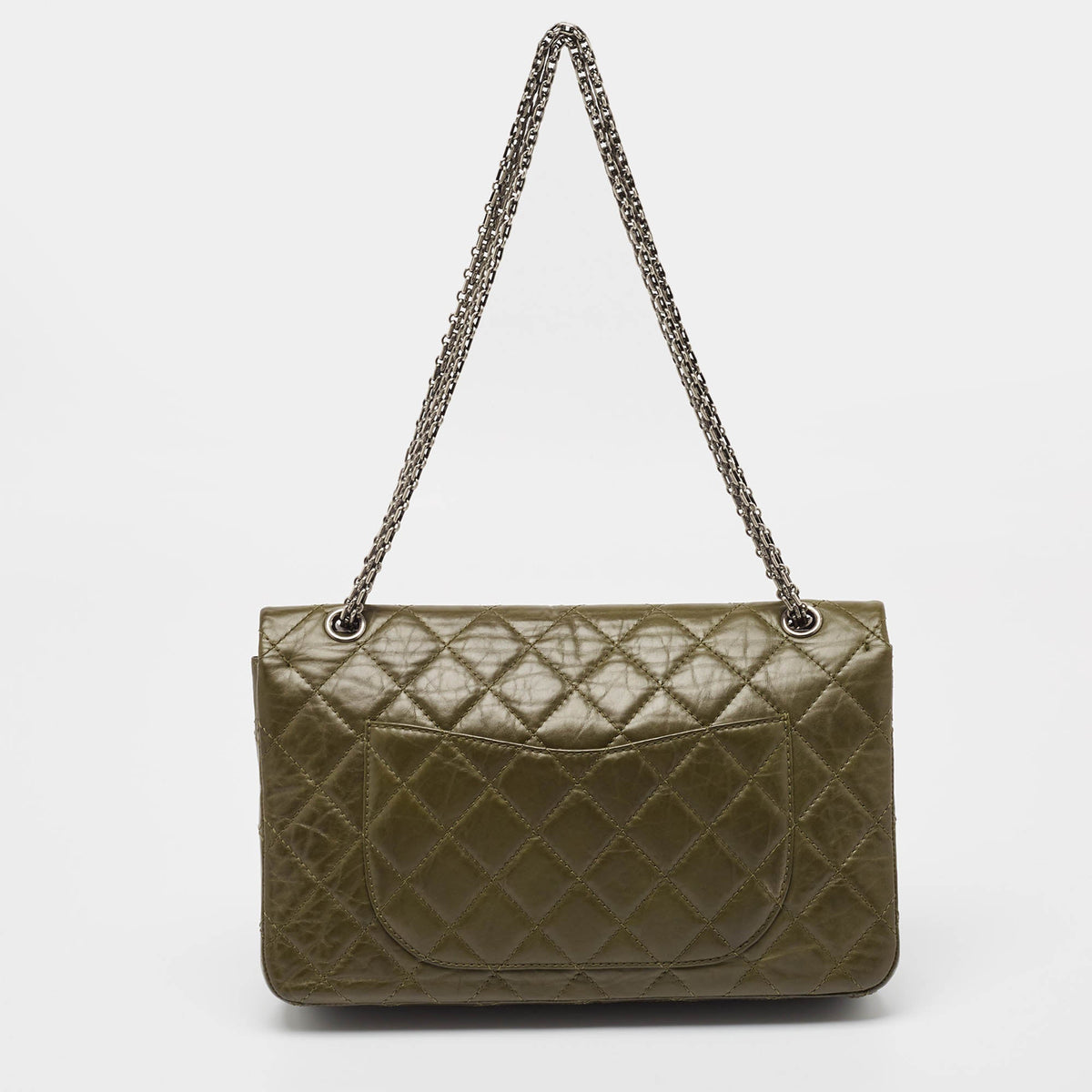 CHANEL Olive Green Quilted Aged Leather Reissue 2.55 Classic 227 Flap Bag