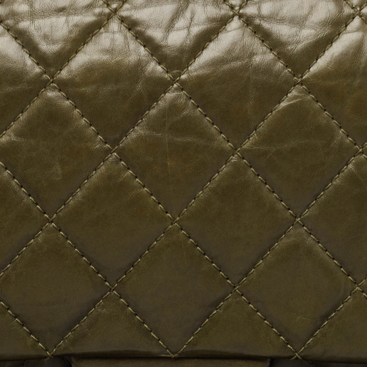 CHANEL Olive Green Quilted Aged Leather Reissue 2.55 Classic 227 Flap Bag