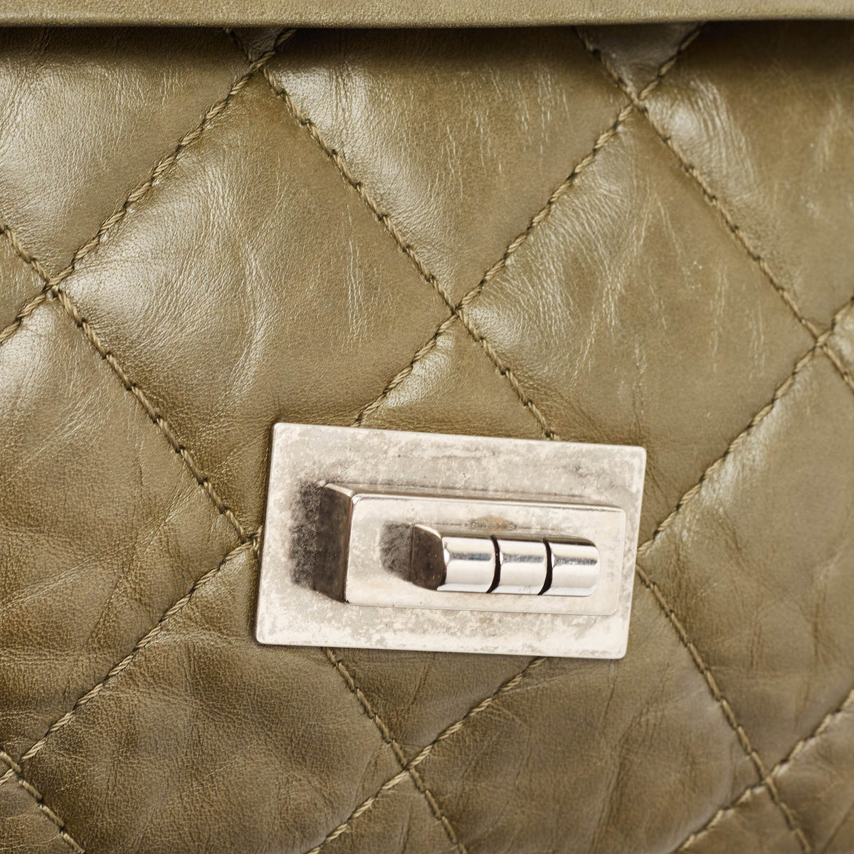 CHANEL Olive Green Quilted Aged Leather Reissue 2.55 Classic 227 Flap Bag