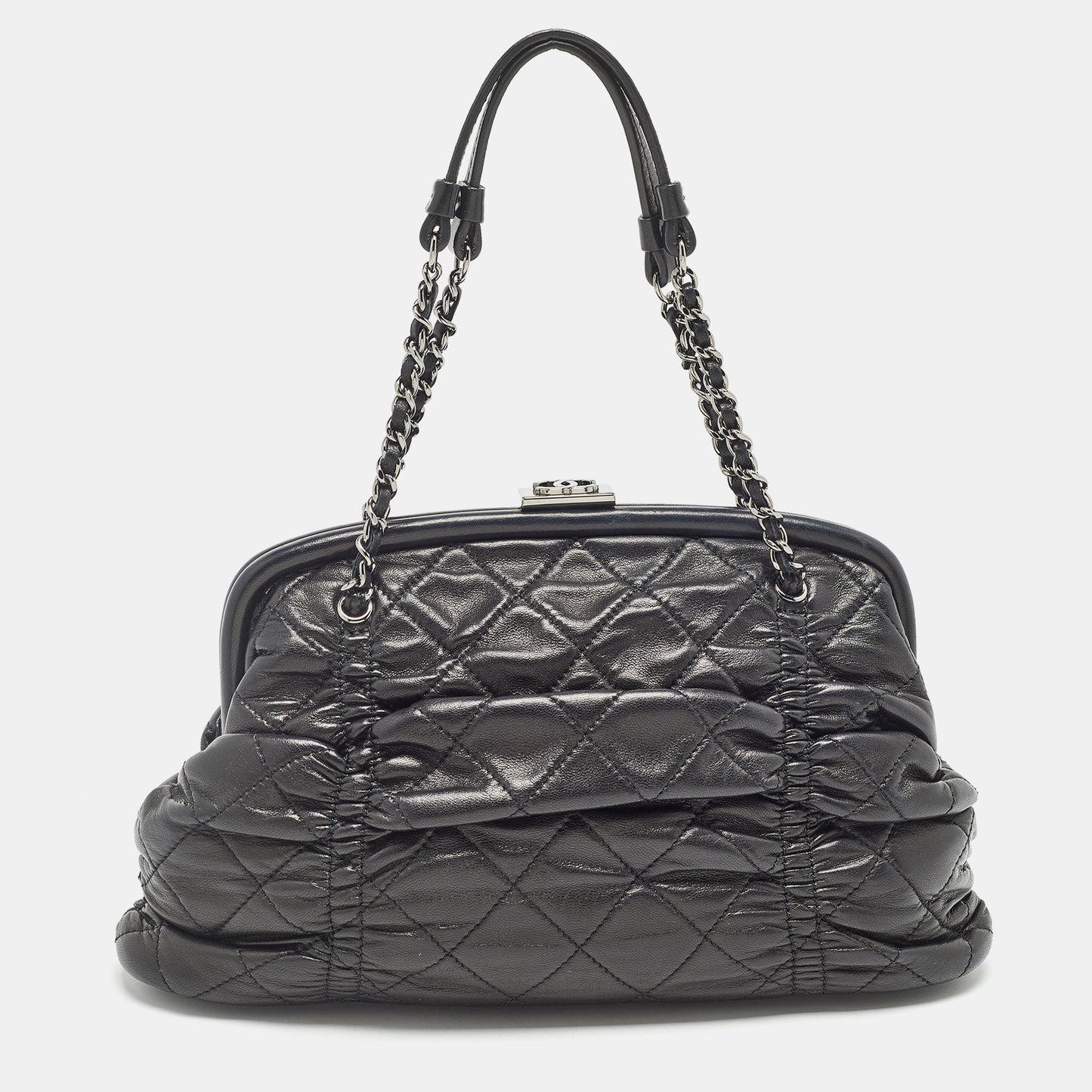CHANEL Black Quilted Leather Sharpei Frame Bag