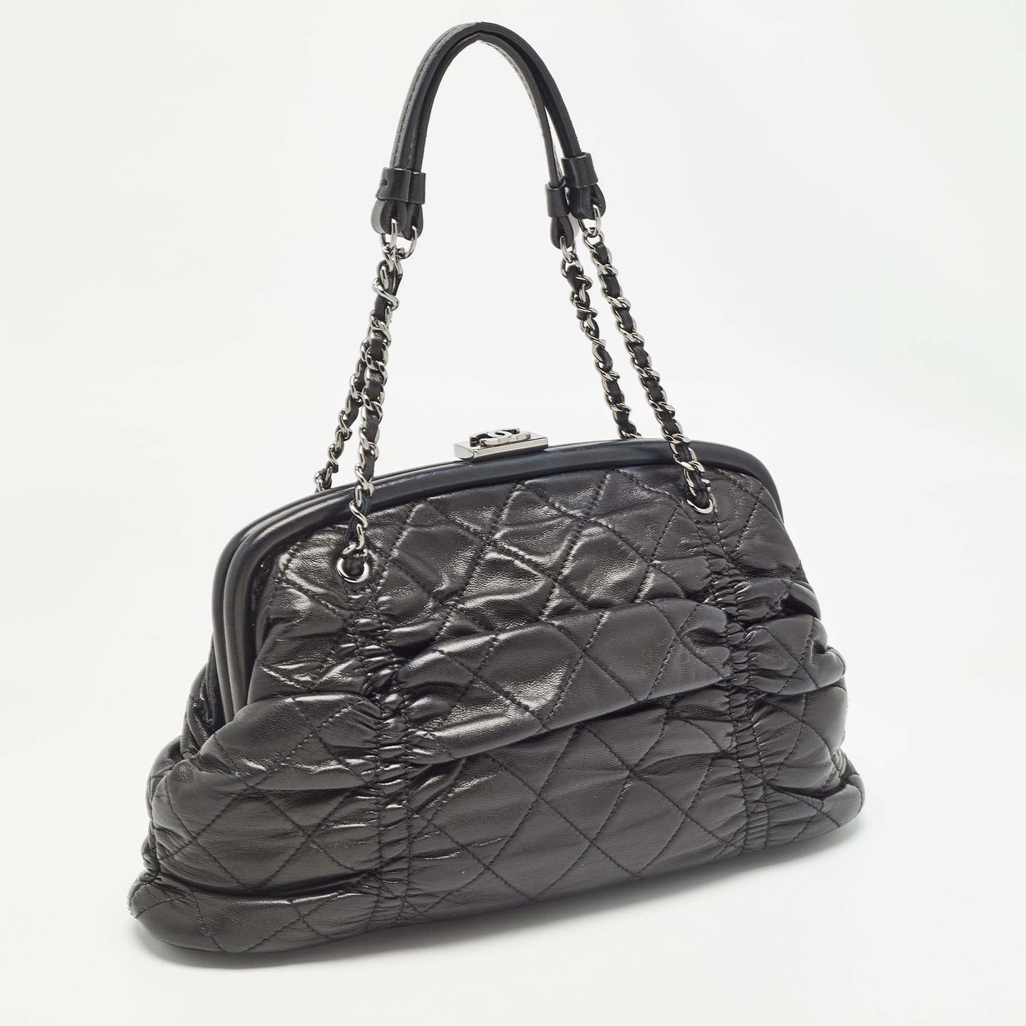 CHANEL Black Quilted Leather Sharpei Frame Bag
