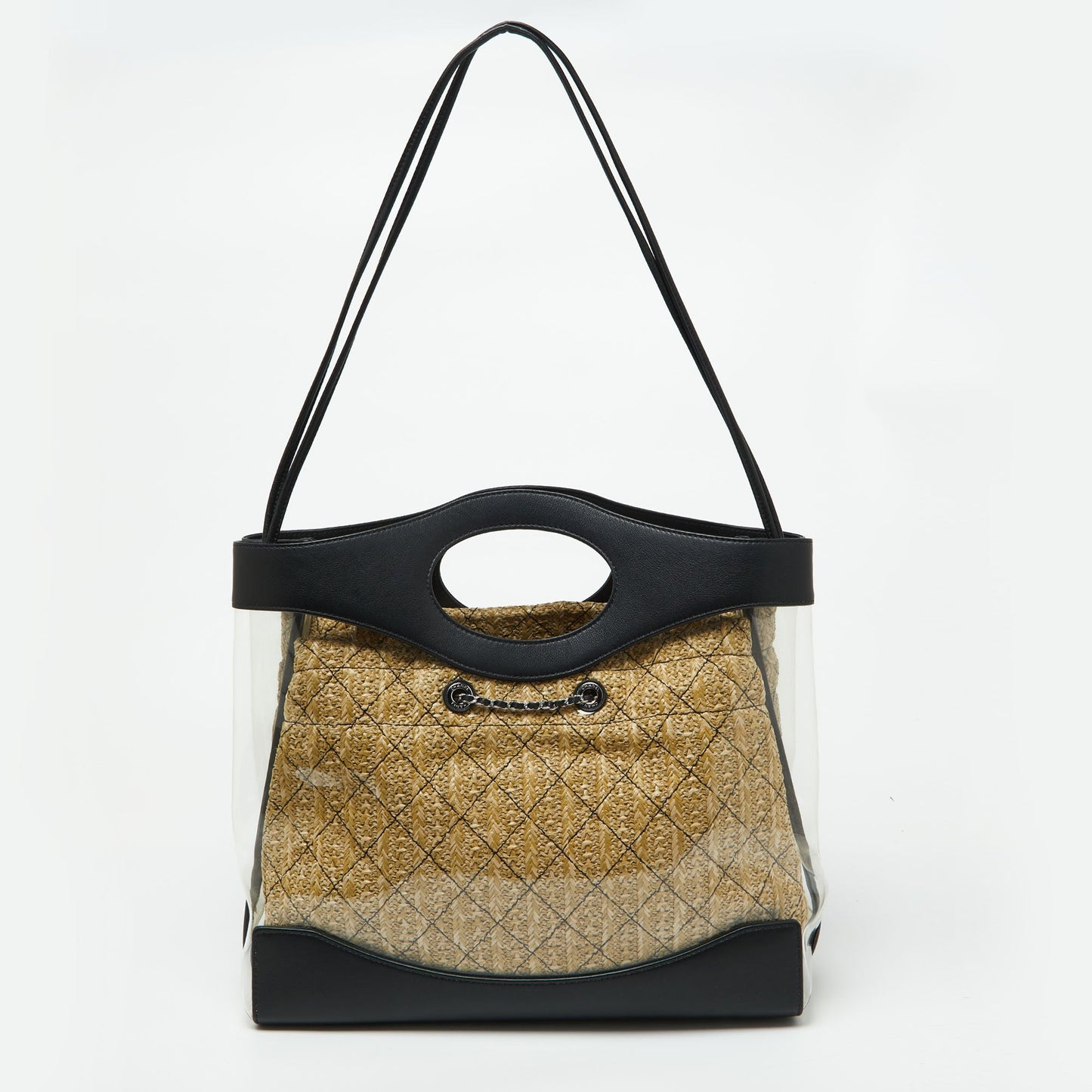 CHANEL Black Leather and PVC 31 Shopping Bag