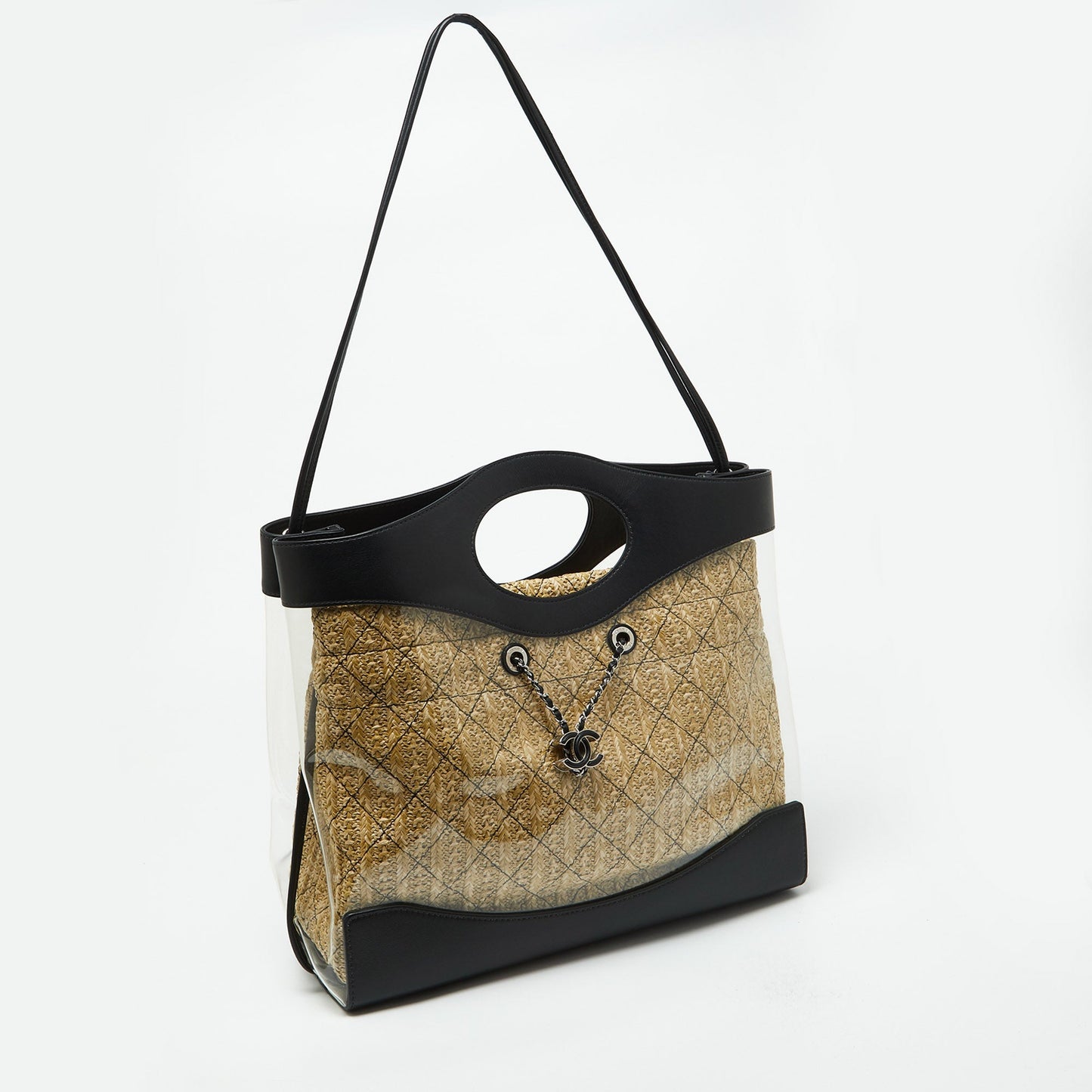 CHANEL Black Leather and PVC 31 Shopping Bag