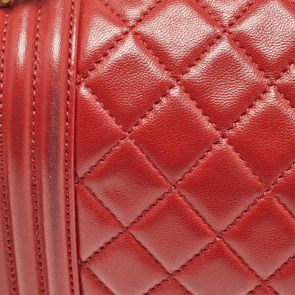CHANEL Red Quilted Leather Medium Boy Flap Bag