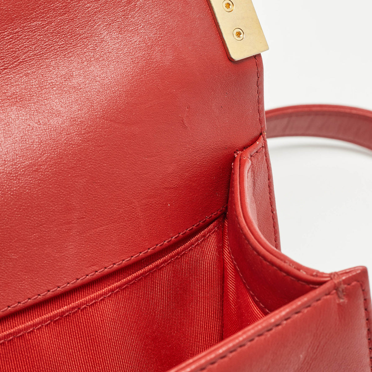 CHANEL Red Quilted Leather Medium Boy Flap Bag