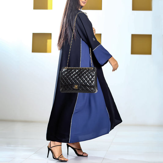 CHANEL Black Quilted Leather Maxi Classic Single Flap Bag
