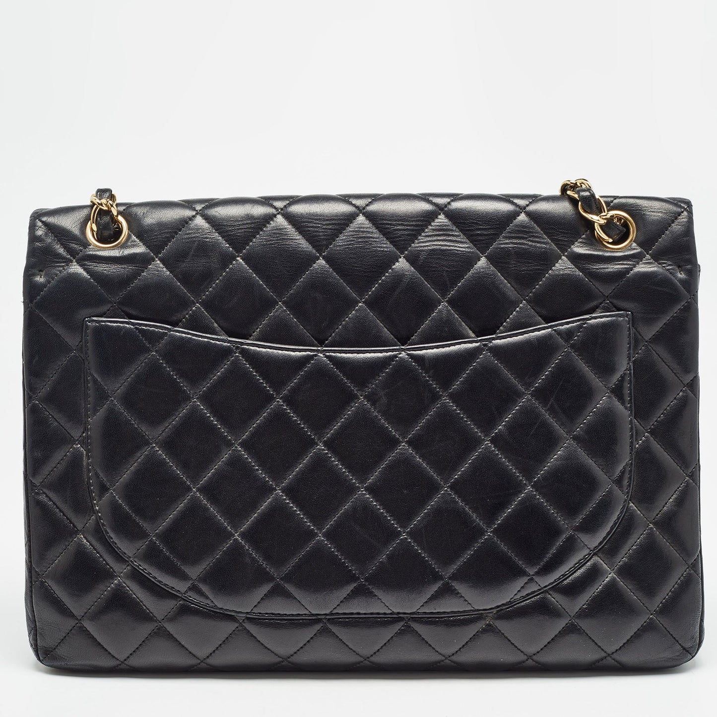 CHANEL Black Quilted Leather Maxi Classic Single Flap Bag