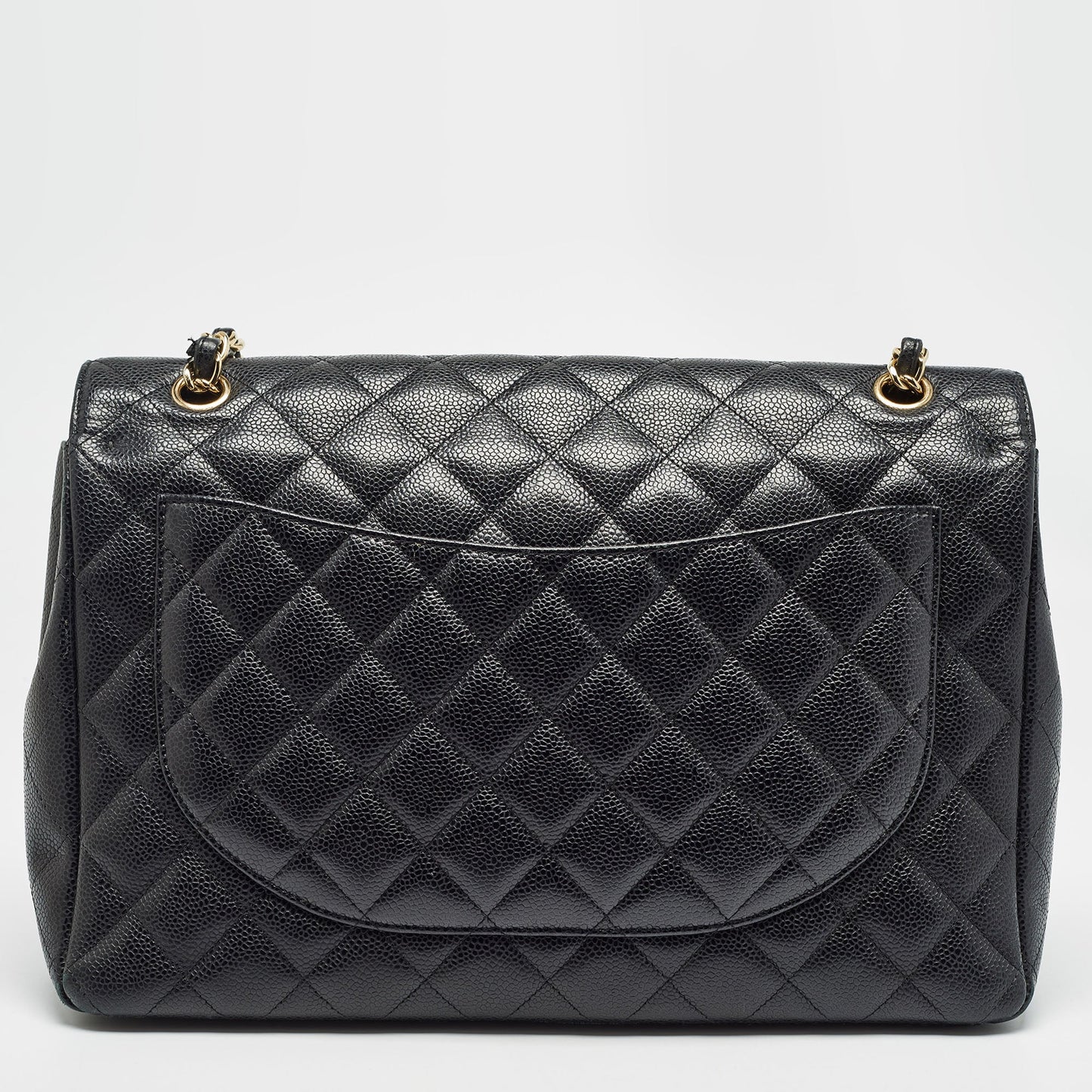 CHANEL Black Quilted Caviar Leather Maxi Classic Double Flap Bag