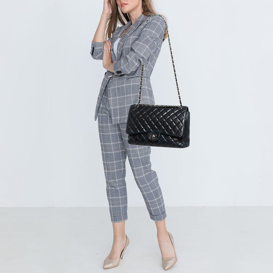 CHANEL Black Quilted Leather Maxi Classic Single Flap Bag
