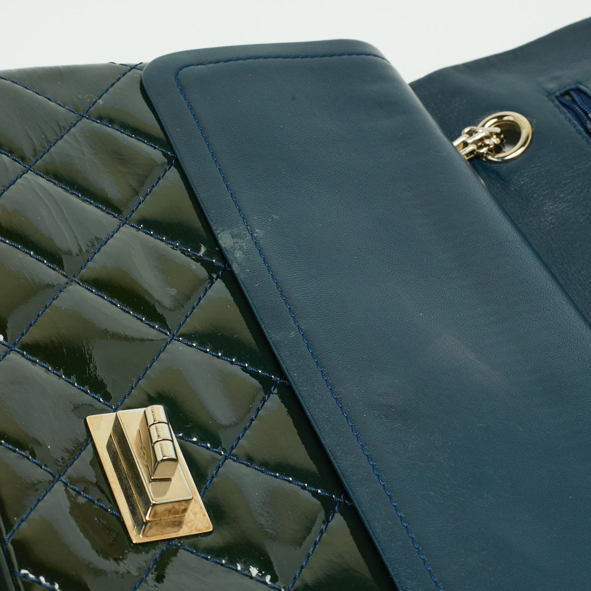 CHANEL Teal Quilted Patent Leather Classic 227 Reissue 2.55 Flap Bag