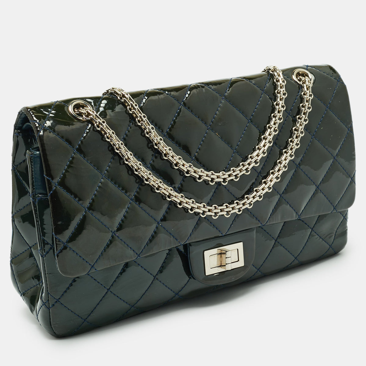 CHANEL Teal Quilted Patent Leather Classic 227 Reissue 2.55 Flap Bag