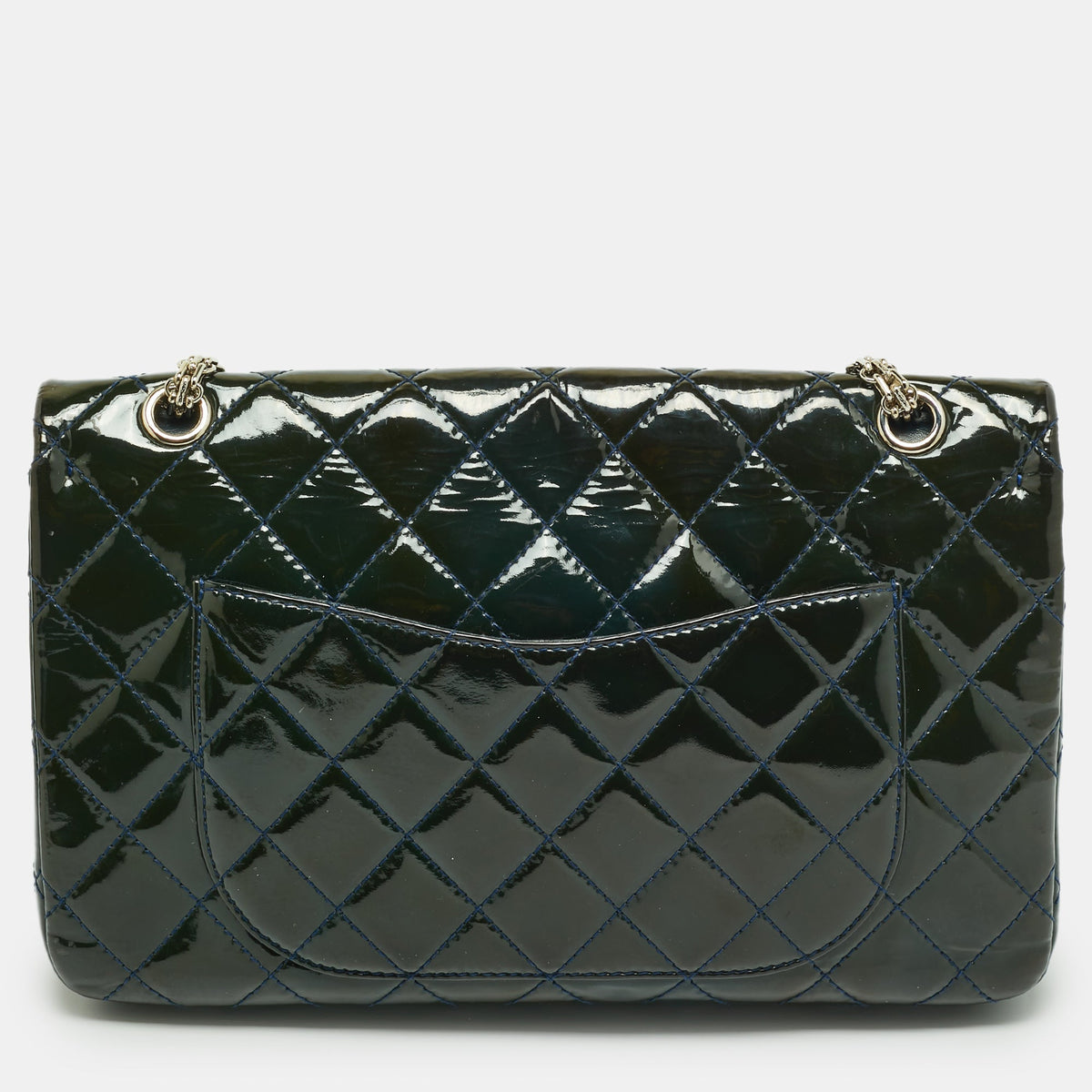 CHANEL Teal Quilted Patent Leather Classic 227 Reissue 2.55 Flap Bag